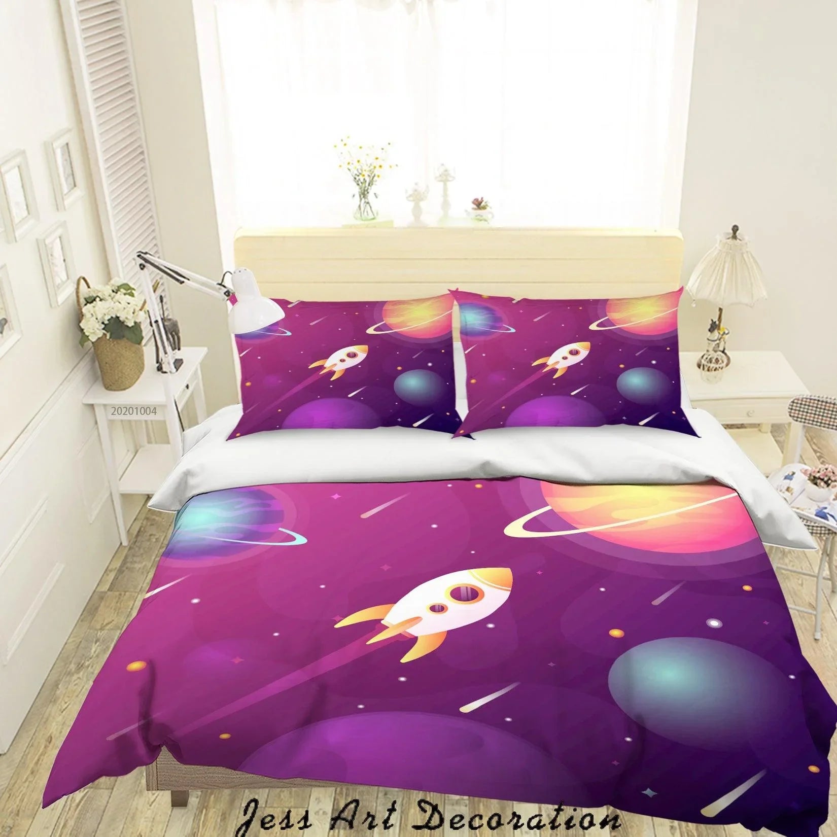 3D Planet  Astronaut Spaceship Quilt Cover Set Bedding Set Duvet Cover Pillowcases WJ 9378- Jess Art Decoration