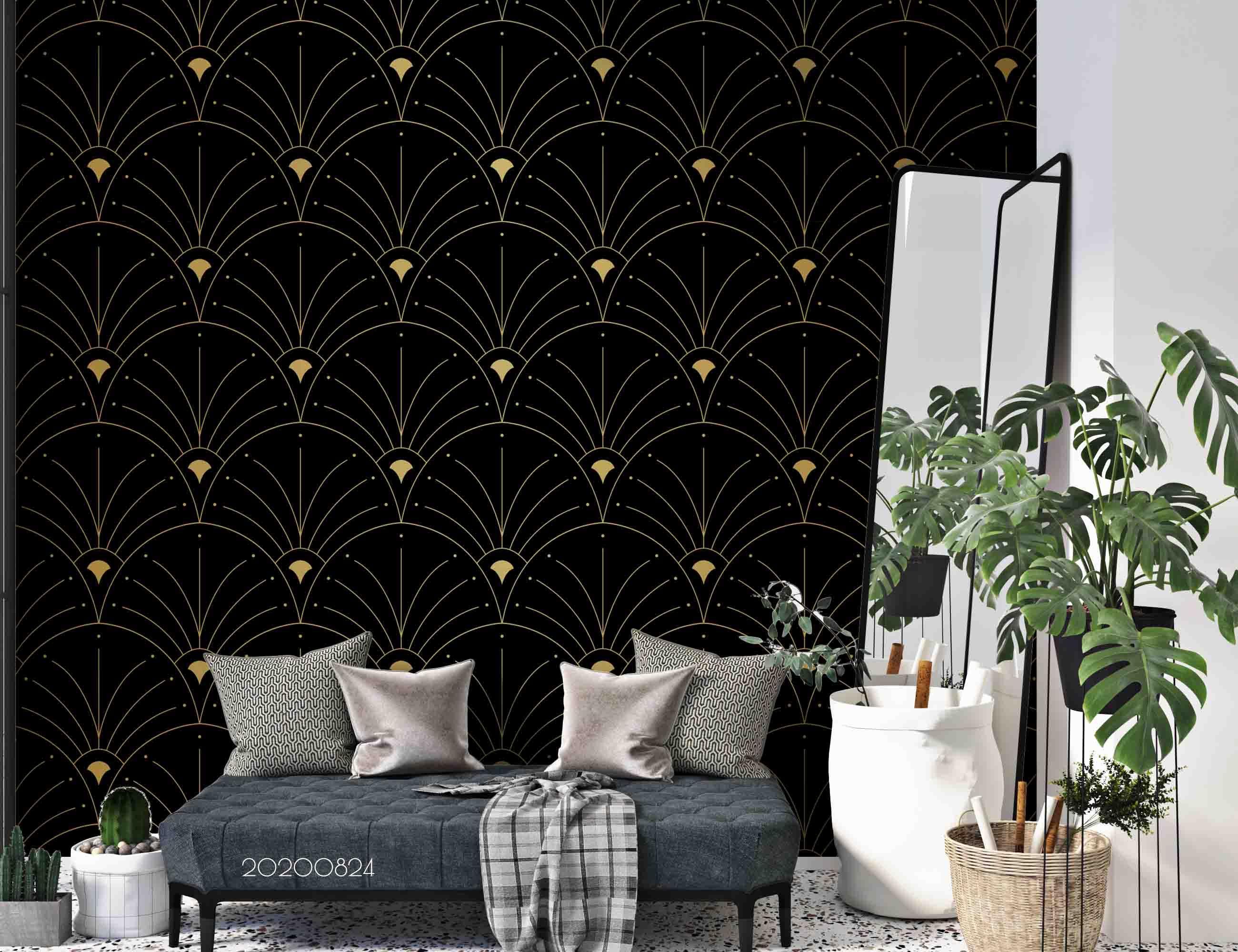 3D Abstract Gold Line Geometric Art Decoration Wall Mural Wallpaper 70 LQH- Jess Art Decoration