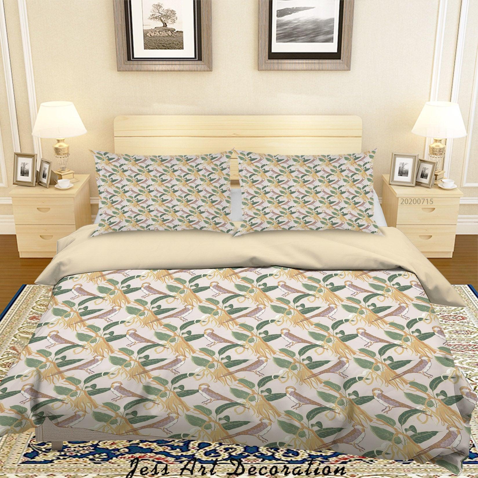 3D Colourful Plant Leaves Floral Pattern Quilt Cover Set Bedding Set Duvet Cover Pillowcases WJ 3879- Jess Art Decoration