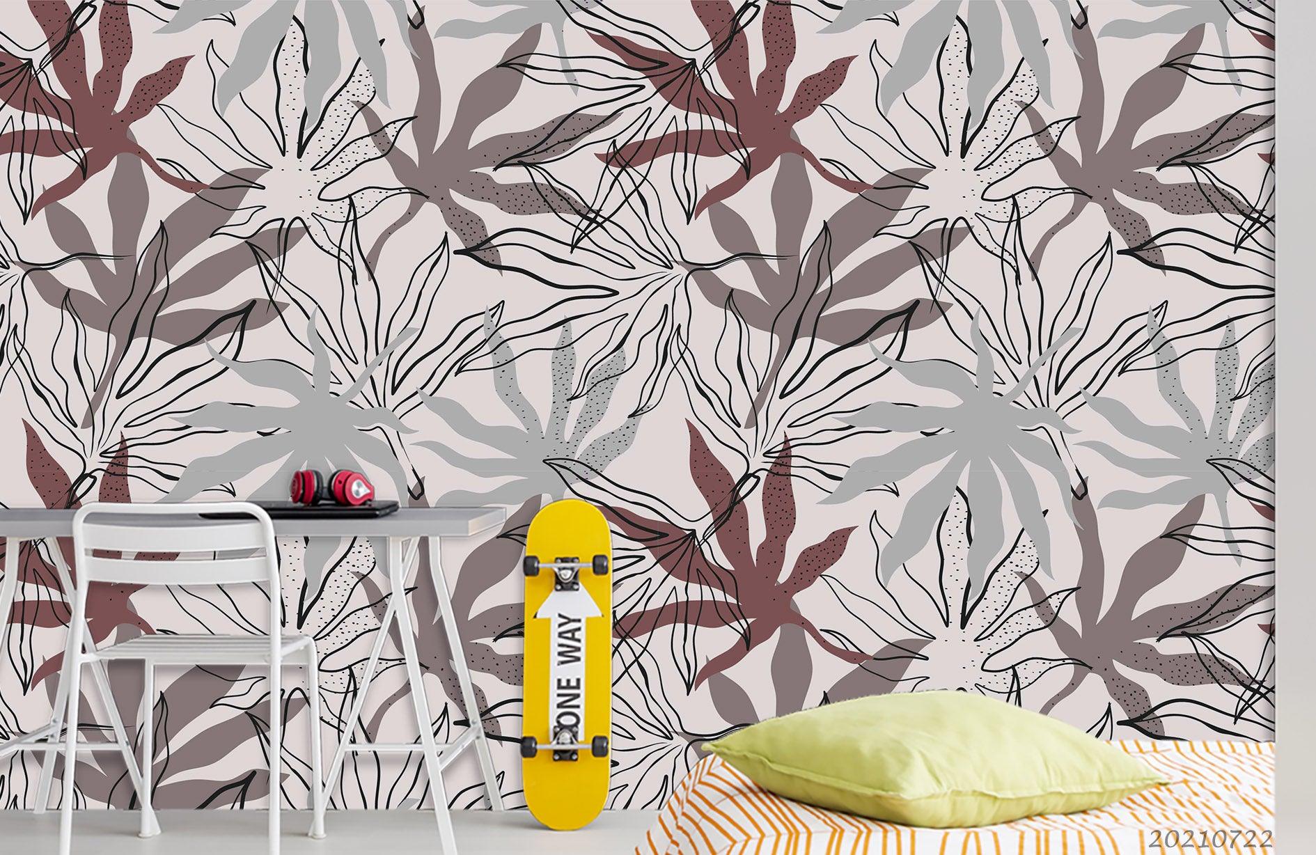 3D Hand Drawn Maple Leaf Pattern Wall Mural Wallpaper LQH 196- Jess Art Decoration