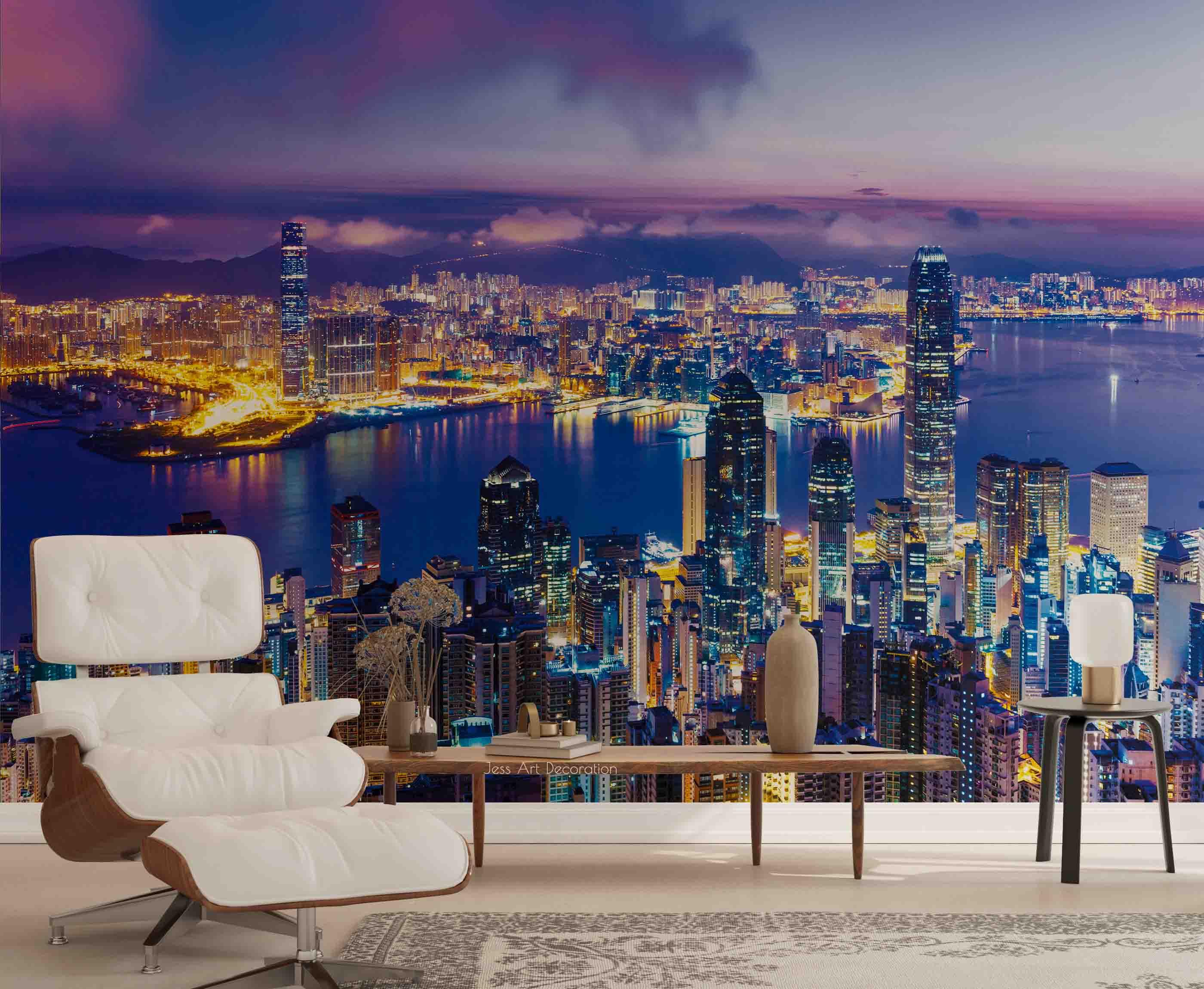 3D City Night Landscape Wall Mural Wallpaper GD 2861- Jess Art Decoration