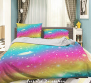 3D Gradient Star Rainbow Quilt Cover Set Bedding Set Duvet Cover Pillowcases SF11- Jess Art Decoration