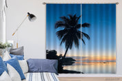 3D Coconut Tree Sea Sunrise Scenery Curtains and Drapes GD 2107- Jess Art Decoration