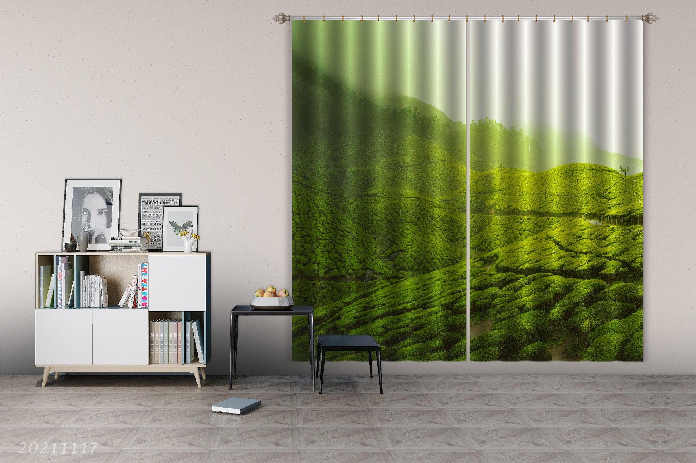 3D Green Forest Nature Landscape Curtains and Drapes LQH 35- Jess Art Decoration