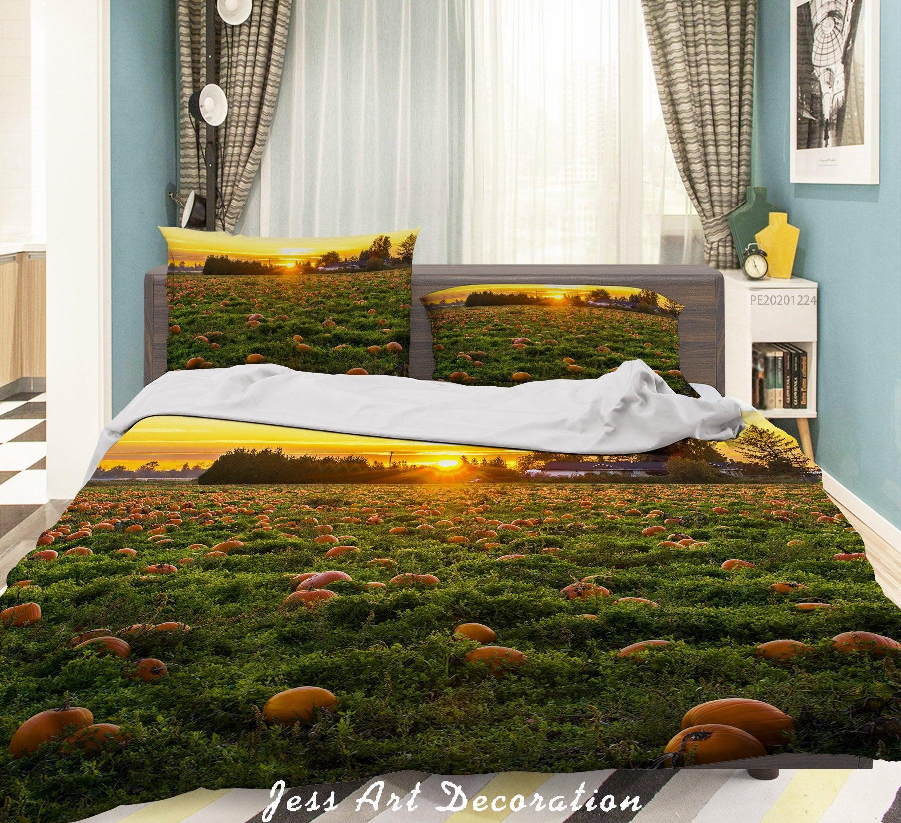 3D Sunset Sky Pumpkin Quilt Cover Set Bedding Set Duvet Cover Pillowcases 118 LQH- Jess Art Decoration