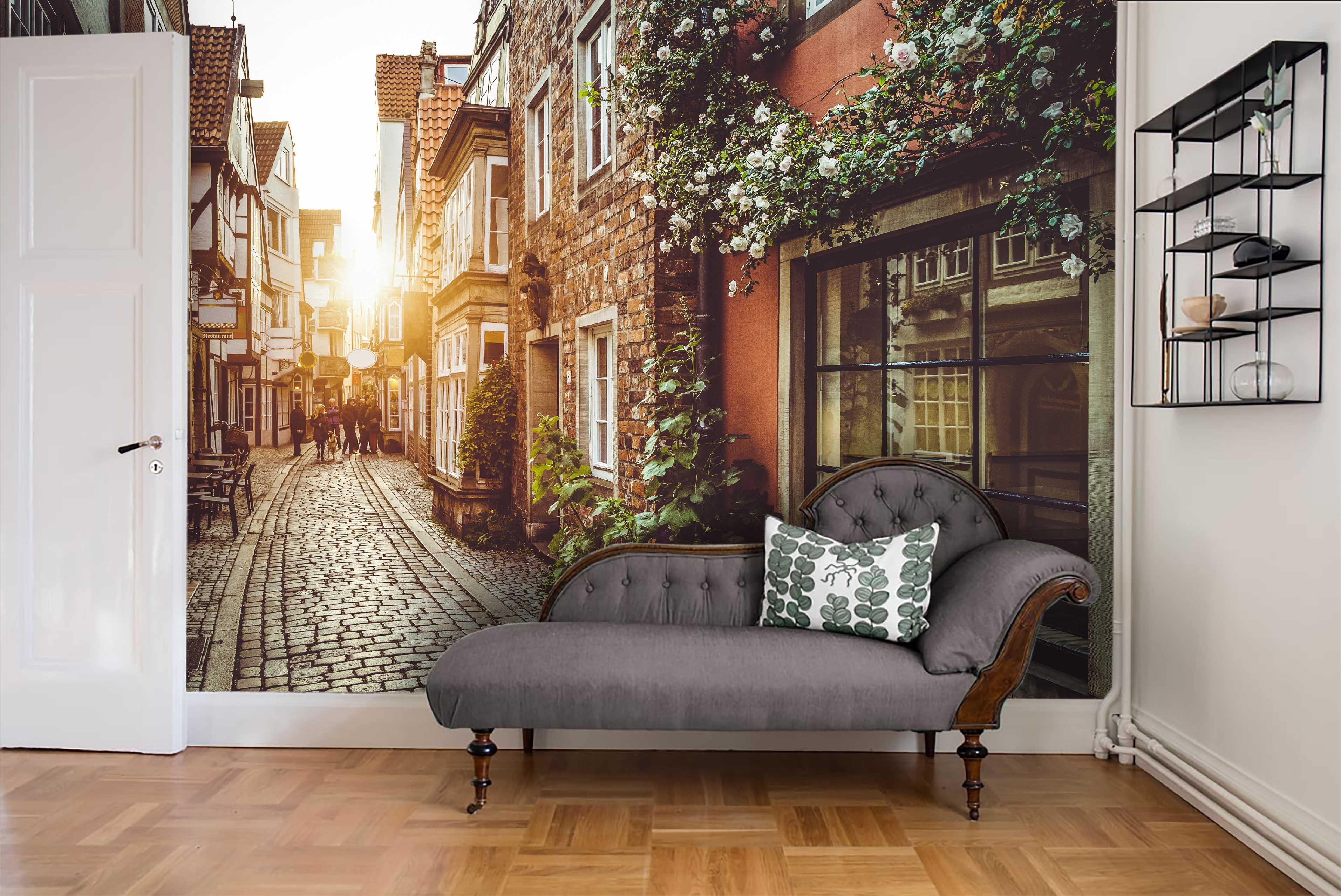 3D Street House Photo Background  Wall Mural Wallpaper 13- Jess Art Decoration