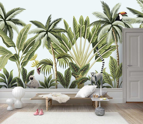 3D Tropical Plant Flamingo  Wall Mural Wallpaper 42- Jess Art Decoration
