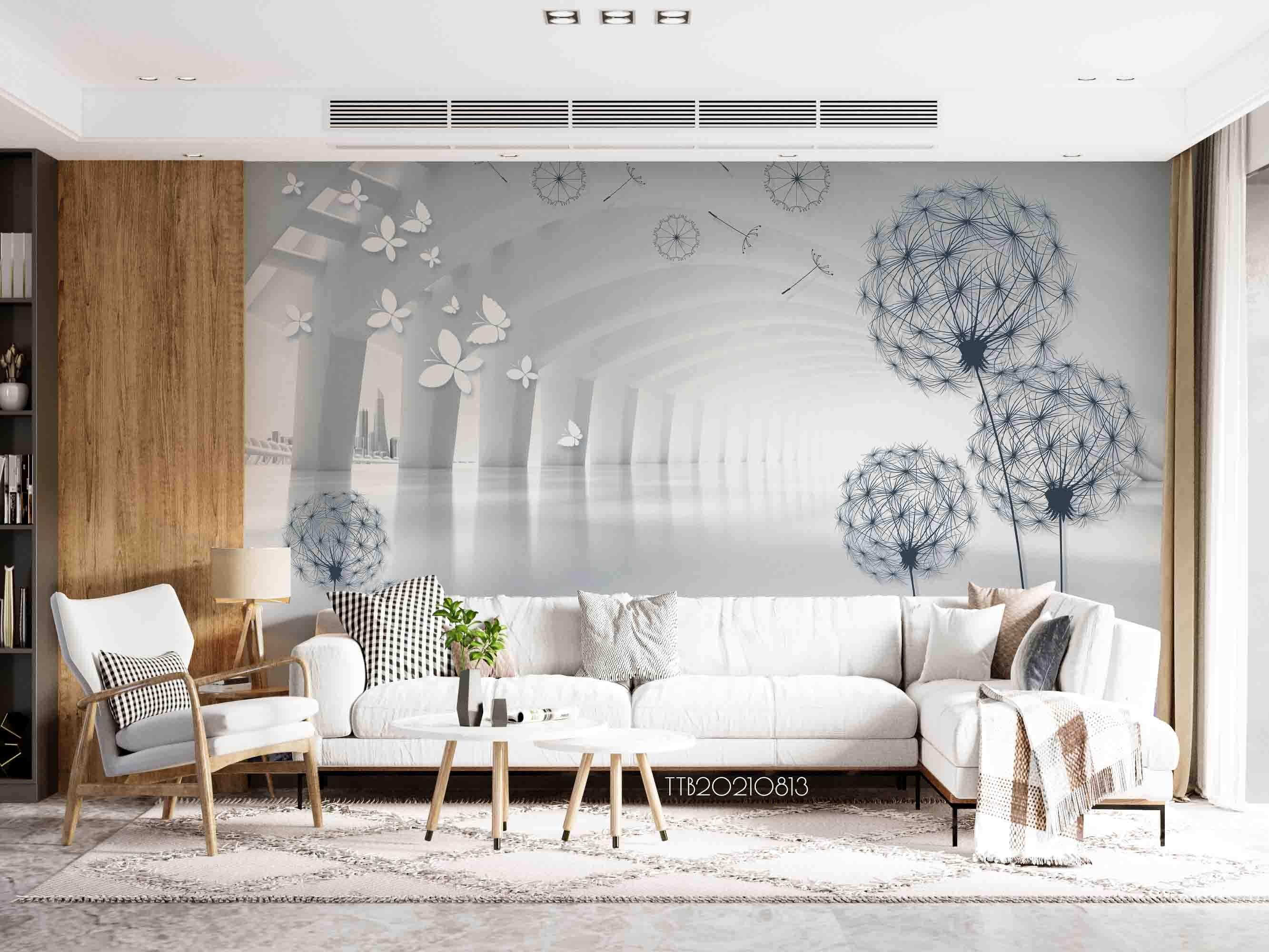 3D Hand-painted Dandelion Butterfly Wall Mural Wallpaper SWW5114- Jess Art Decoration