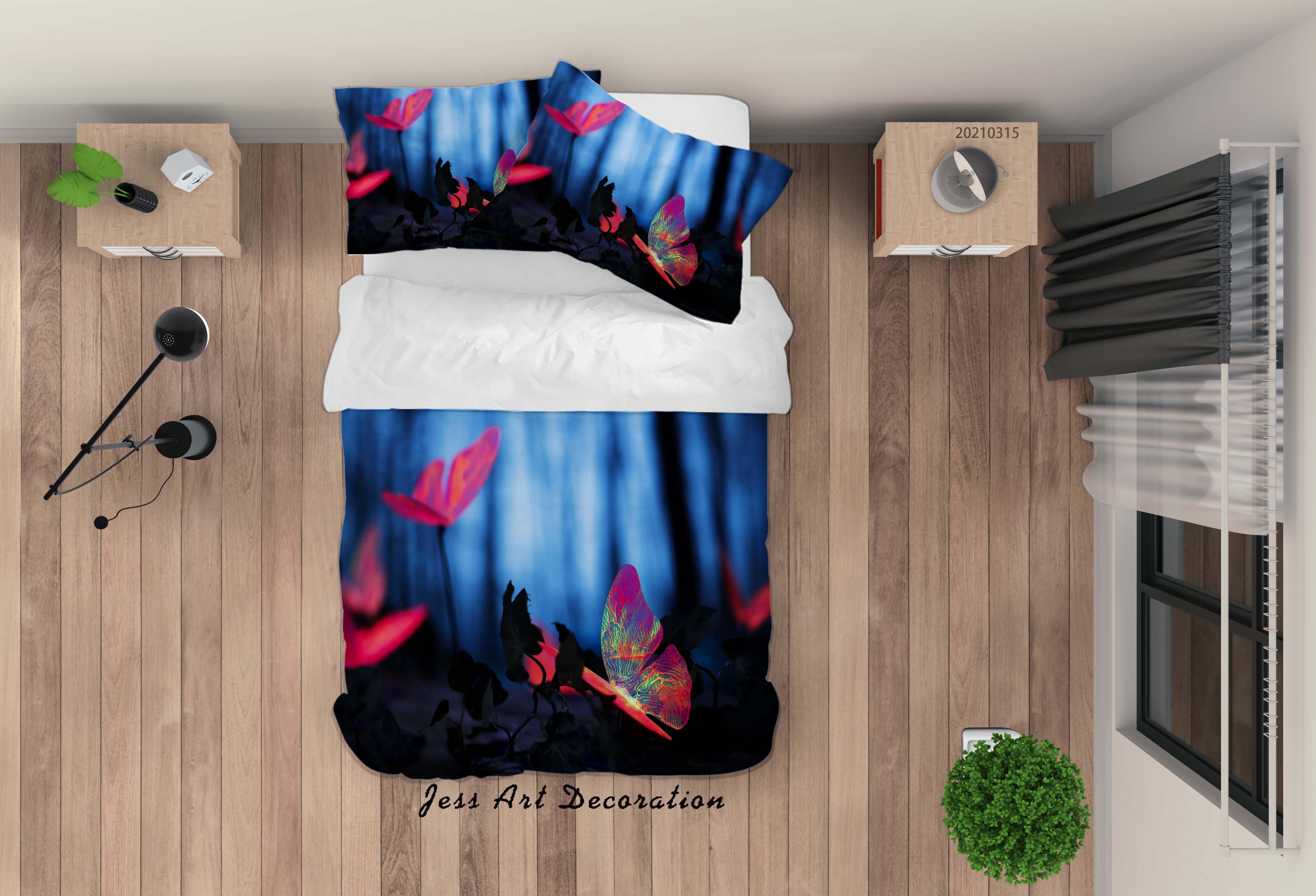 3D Fairytale Forest Butterfly Quilt Cover Set Bedding Set Duvet Cover Pillowcases 130- Jess Art Decoration