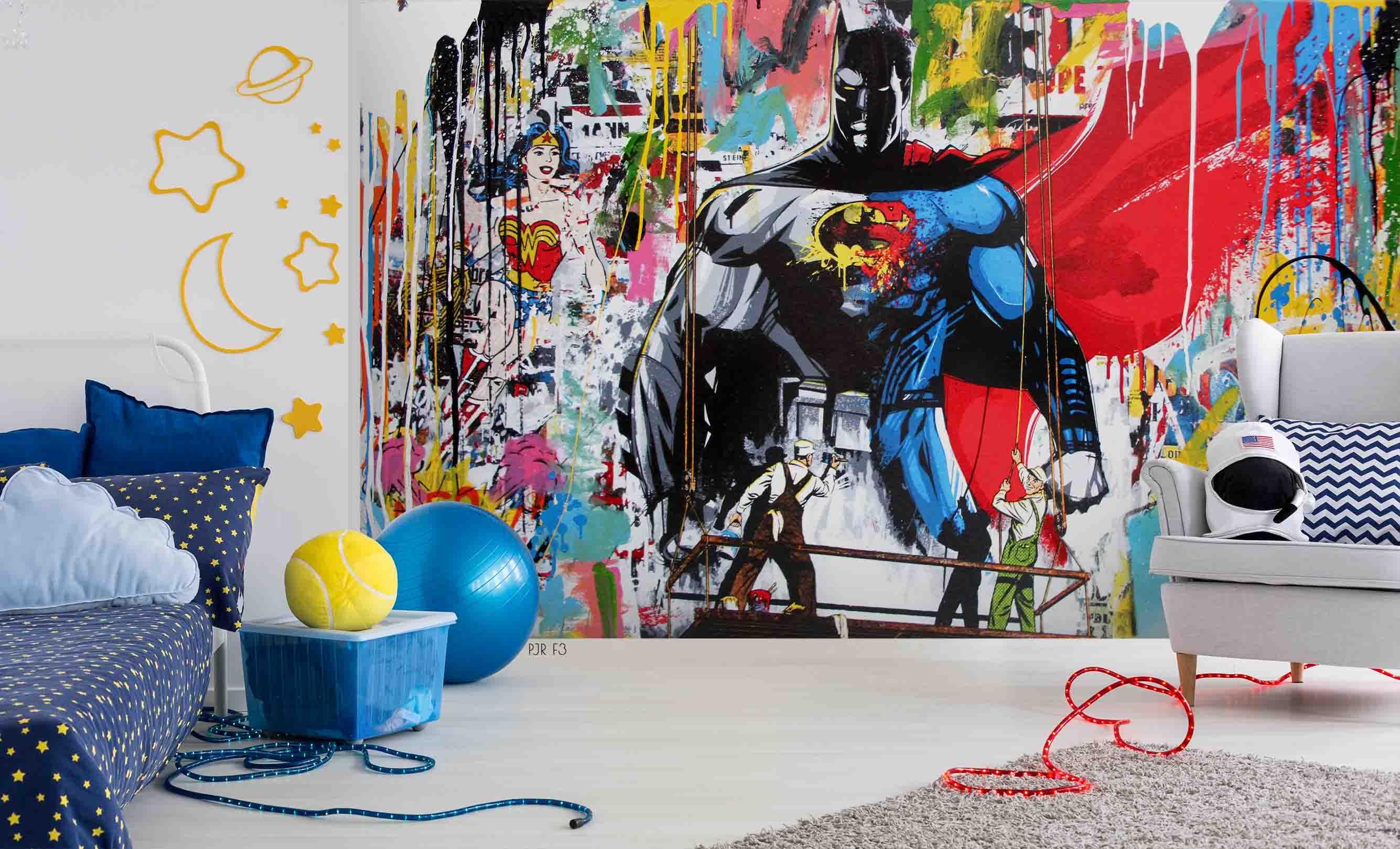 3D Graffiti Colorful Super Hero Wall Mural Wallpaper LXL- Jess Art Decoration