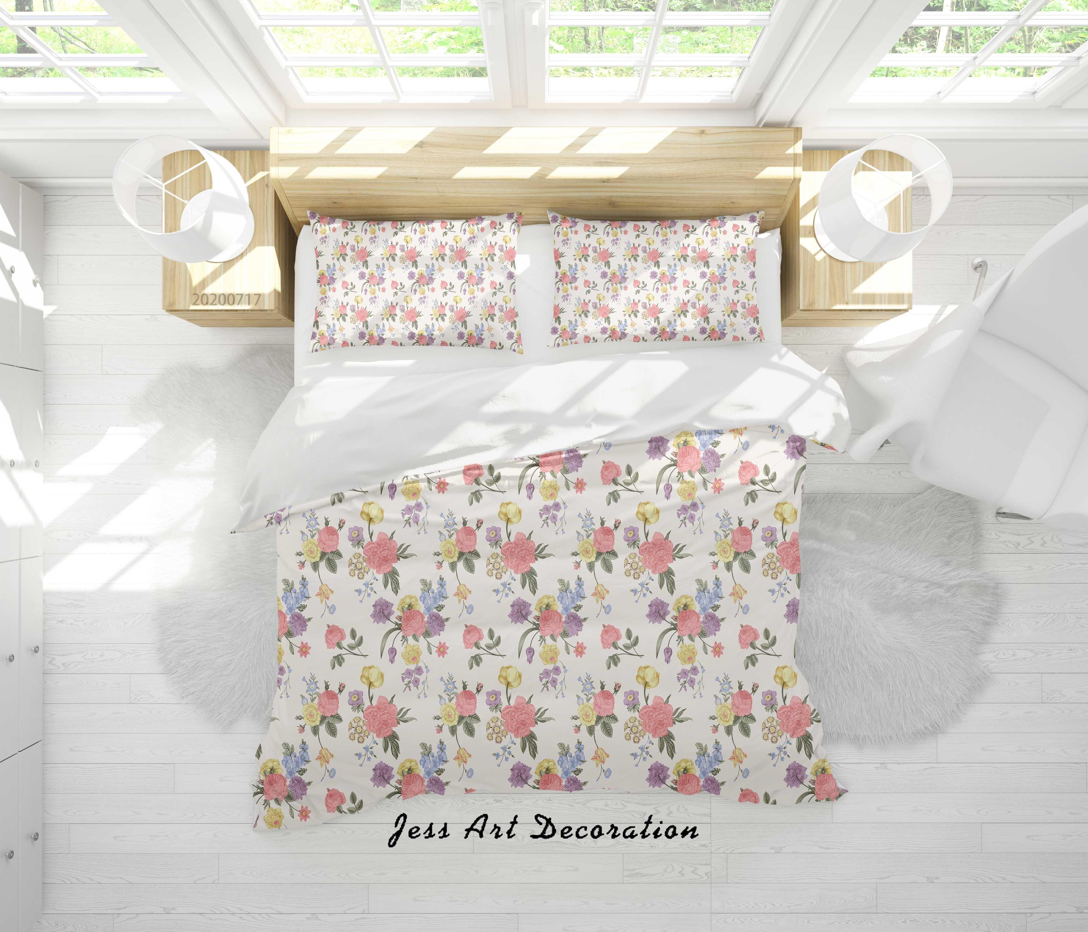 3D Vintage Floral Quilt Cover Set Bedding Set Duvet Cover Pillowcases WJ 1521- Jess Art Decoration