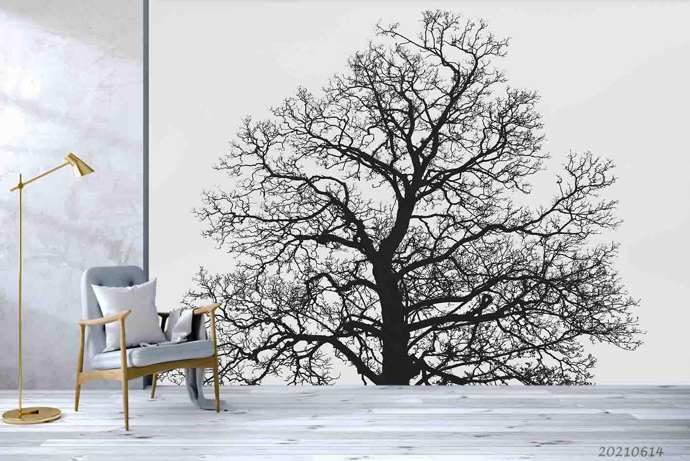 3D Withered Tree Silhouette Wall Mural Wallpaper SWW2386- Jess Art Decoration