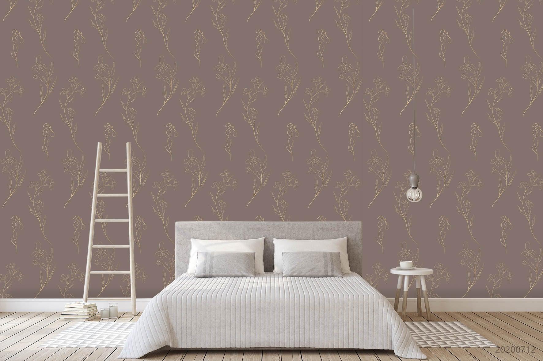 3D Hand Drawing Gold Floral Pattern Wall Mural Wallpaper A121 LQH- Jess Art Decoration