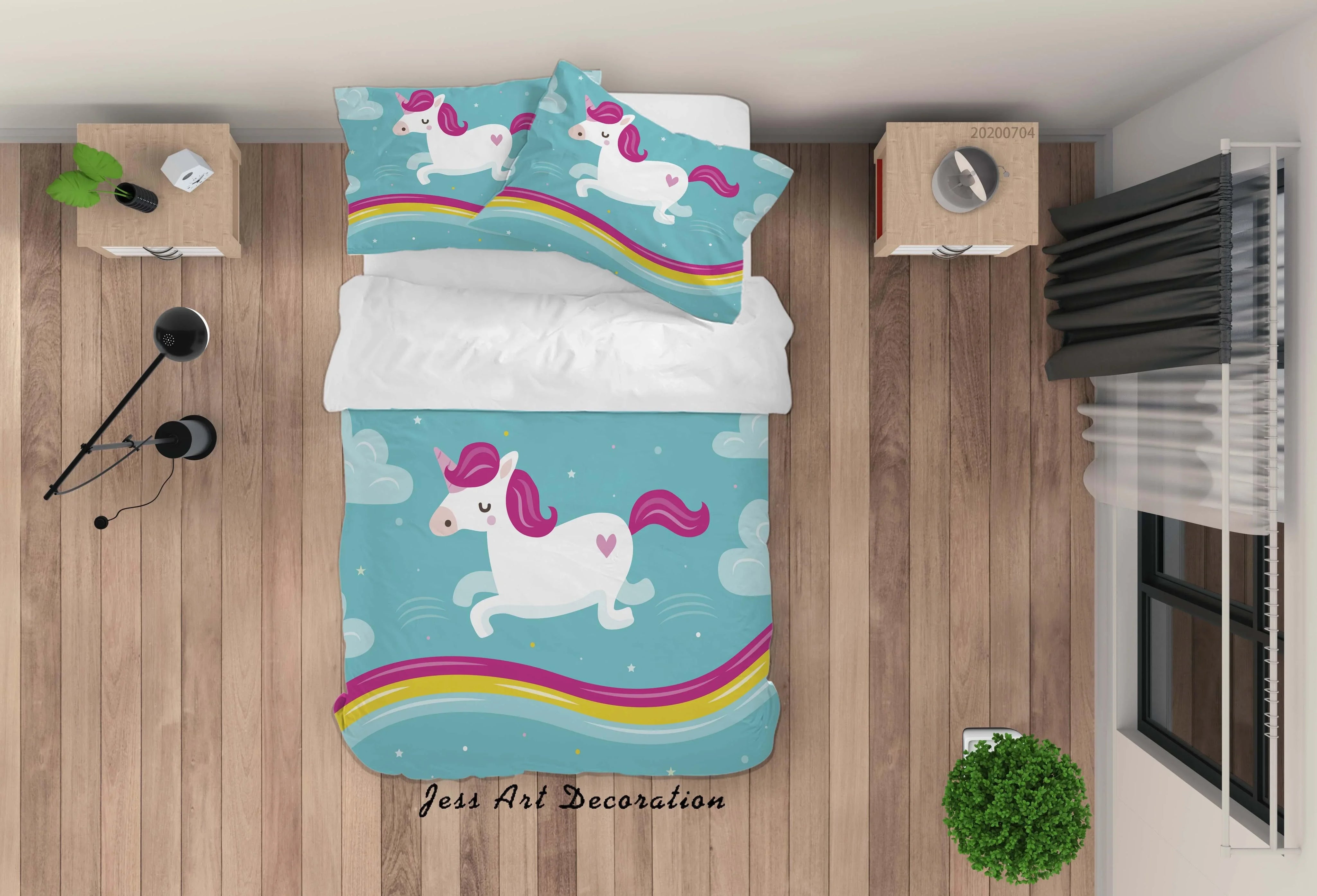 3D Unicorn Quilt Cover Set Bedding Set Duvet Cover Pillowcases SF208- Jess Art Decoration
