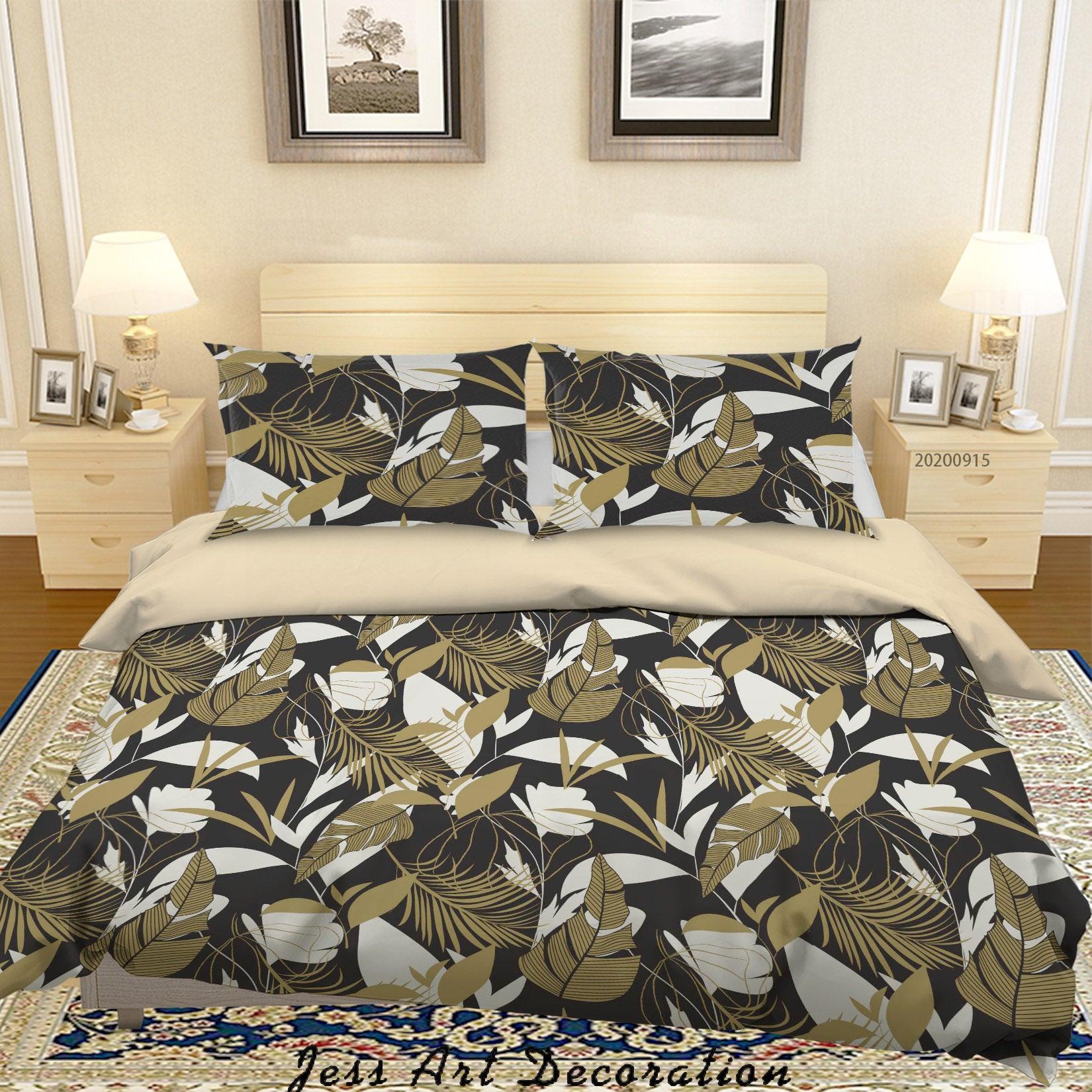 3D Plant Leaves Flower Pattern Quilt Cover Set Bedding Set Duvet Cover Pillowcases WJ 9042- Jess Art Decoration