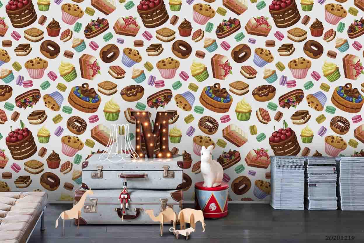 3D Cake Ice Cream Dessert Wall Mural Wallpaper LQH 17- Jess Art Decoration