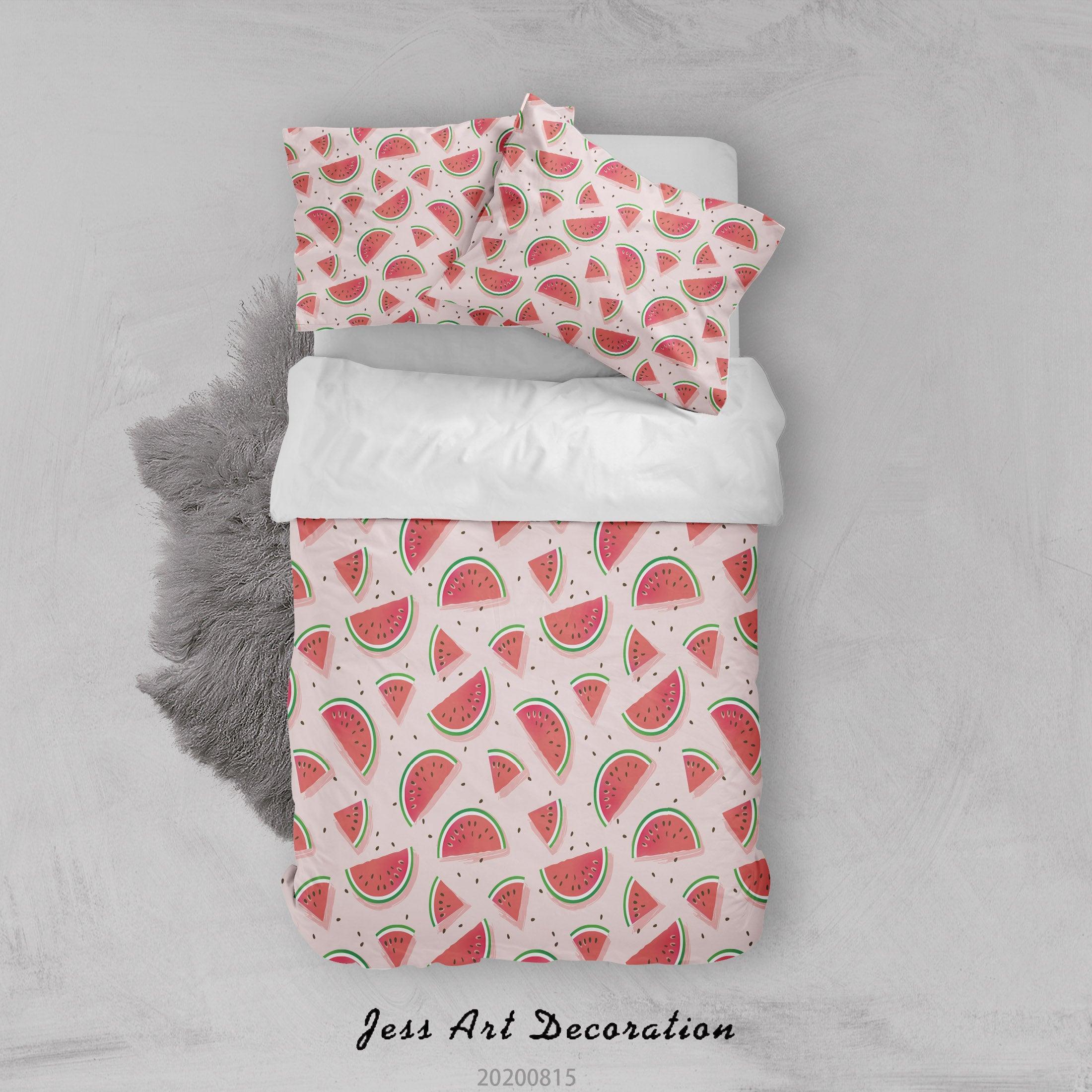 3D Hand Drawn Watermelon Fruity Pink Quilt Cover Set Bedding Set Duvet Cover Pillowcases LXL- Jess Art Decoration
