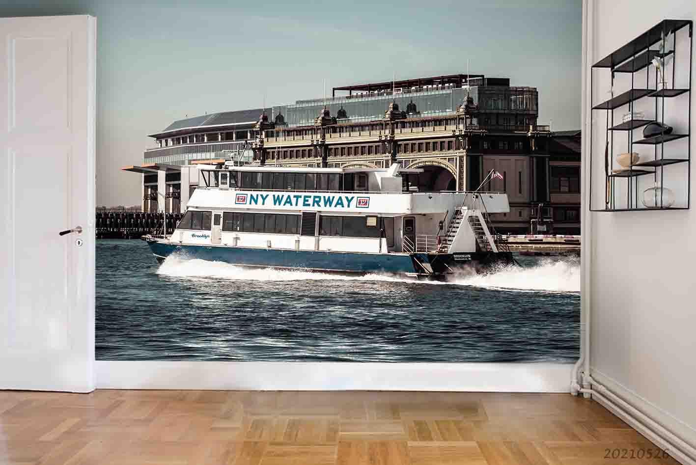 3D Sea Yatch Building Hotel Wall  Mural Wallpaper SWW362- Jess Art Decoration