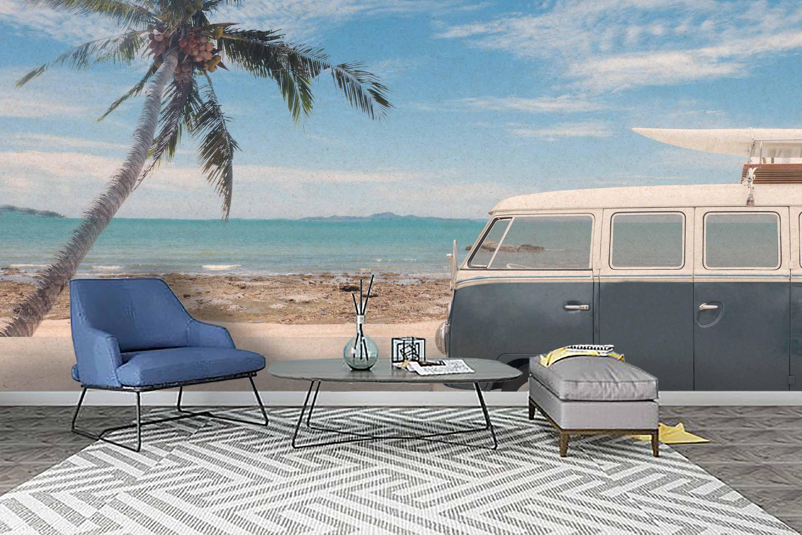 3D blue sky sea coconut tree wall mural wallpaper 70- Jess Art Decoration