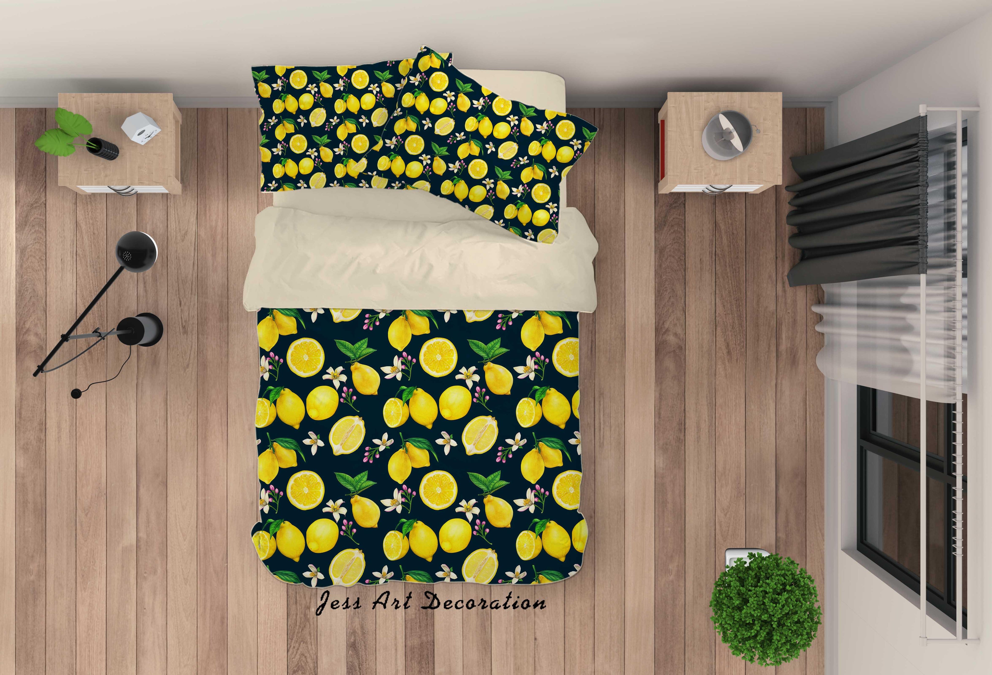 3D Yellow Lemon Quilt Cover Set Bedding Set Duvet Cover Pillowcases A350 LQH- Jess Art Decoration