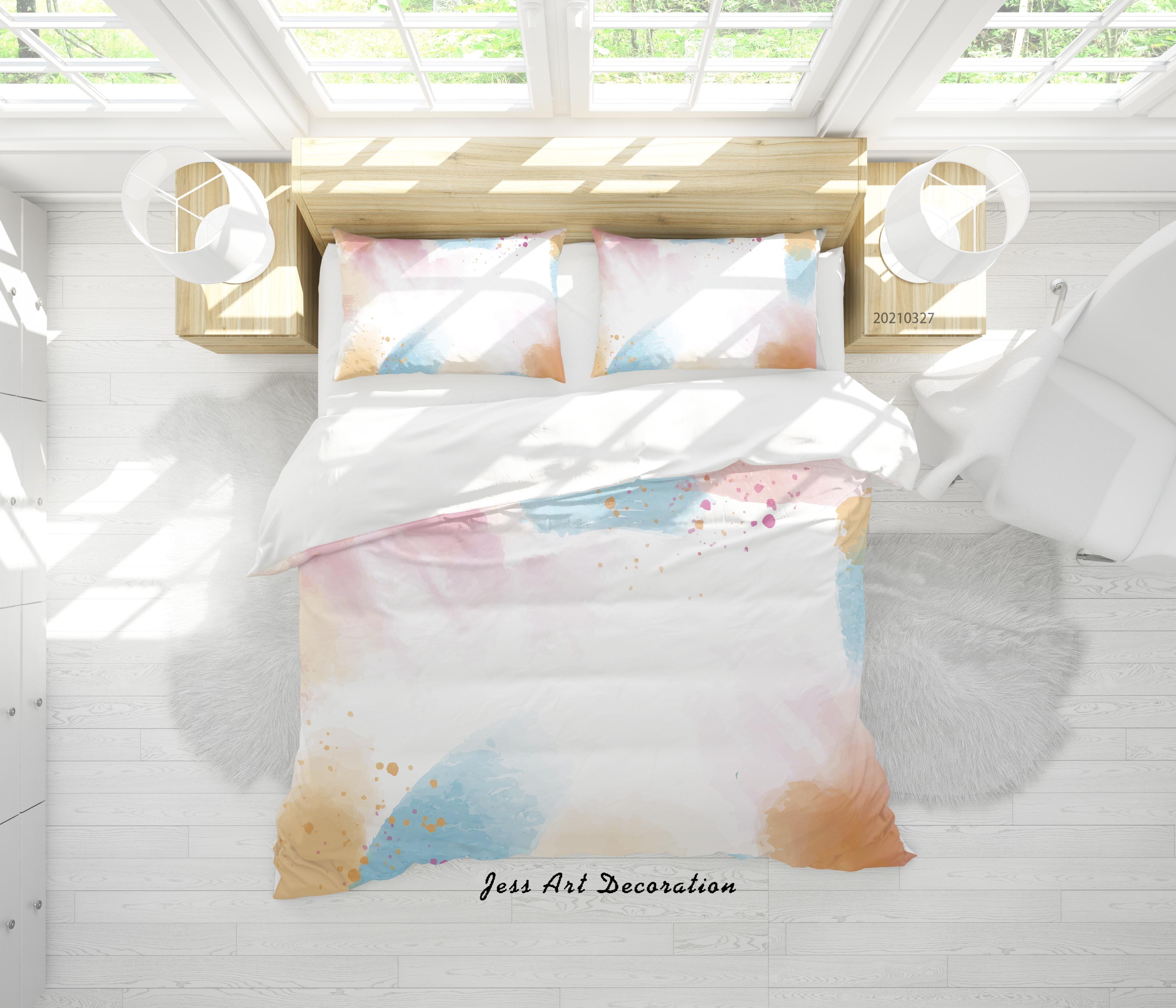 3D Watercolor Color Quilt Cover Set Bedding Set Duvet Cover Pillowcases 69- Jess Art Decoration