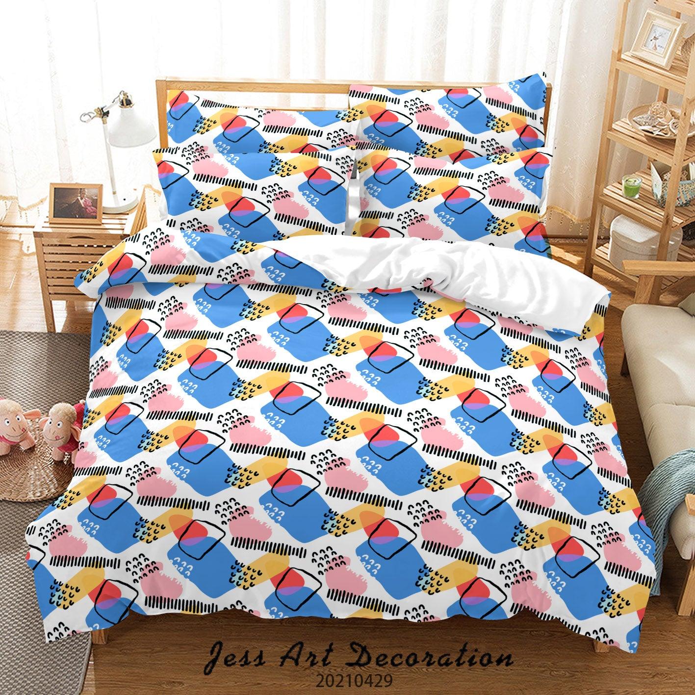 3D Abstract Blue Geometry Quilt Cover Set Bedding Set Duvet Cover Pillowcases 33- Jess Art Decoration