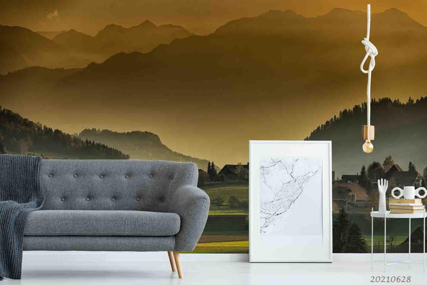 3D Green Mountain Forest Landscape Wall Mural Wallpaper LQH 93- Jess Art Decoration