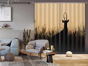 3D Elk Tall Grass Silhouette Curtains and Drapes GD 2422- Jess Art Decoration
