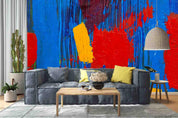 3D Abstract Oil Painting Brush Burlap Blue Color Wall Mural Wallpaper SWW994- Jess Art Decoration