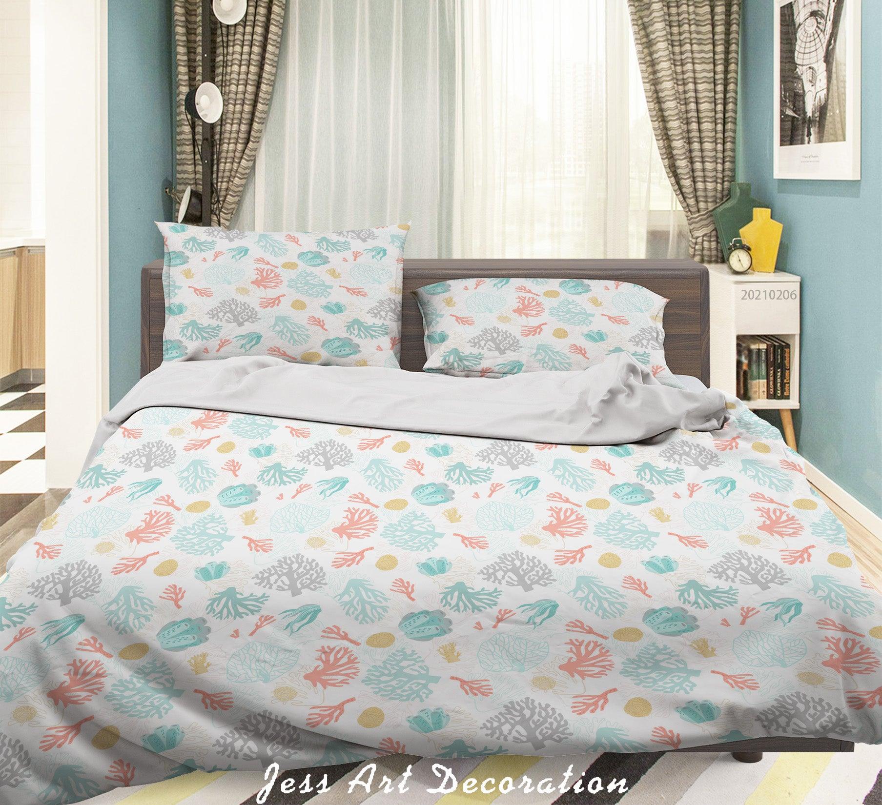 3D Watercolor Colored Coral Quilt Cover Set Bedding Set Duvet Cover Pillowcases 131- Jess Art Decoration