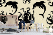 3D Nice Pattern Octopus Dolphins Wall Mural Wallpaper WJ 3116- Jess Art Decoration