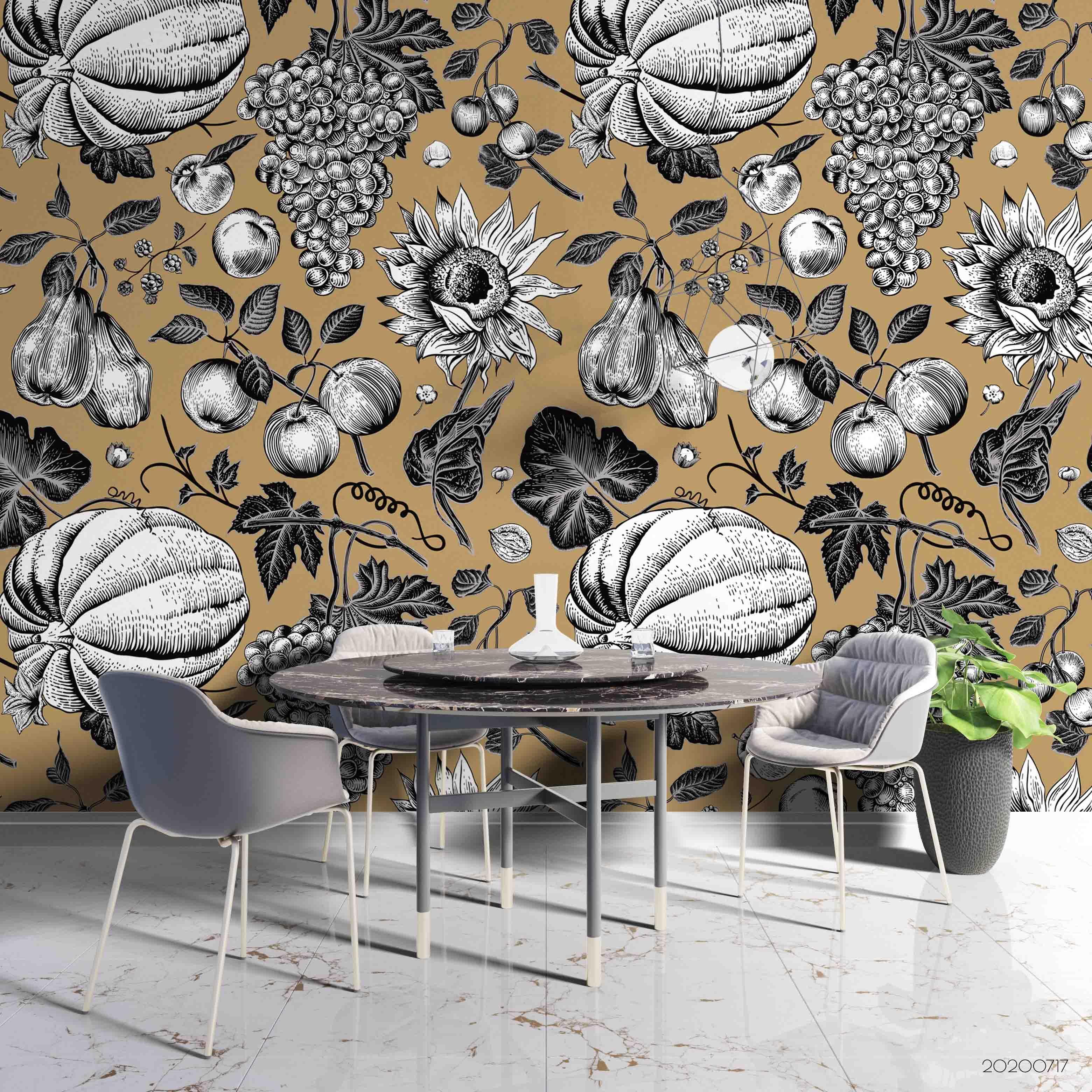 3D Vegetable Fruits Flowers Wall Mural Wallpaper SF31- Jess Art Decoration