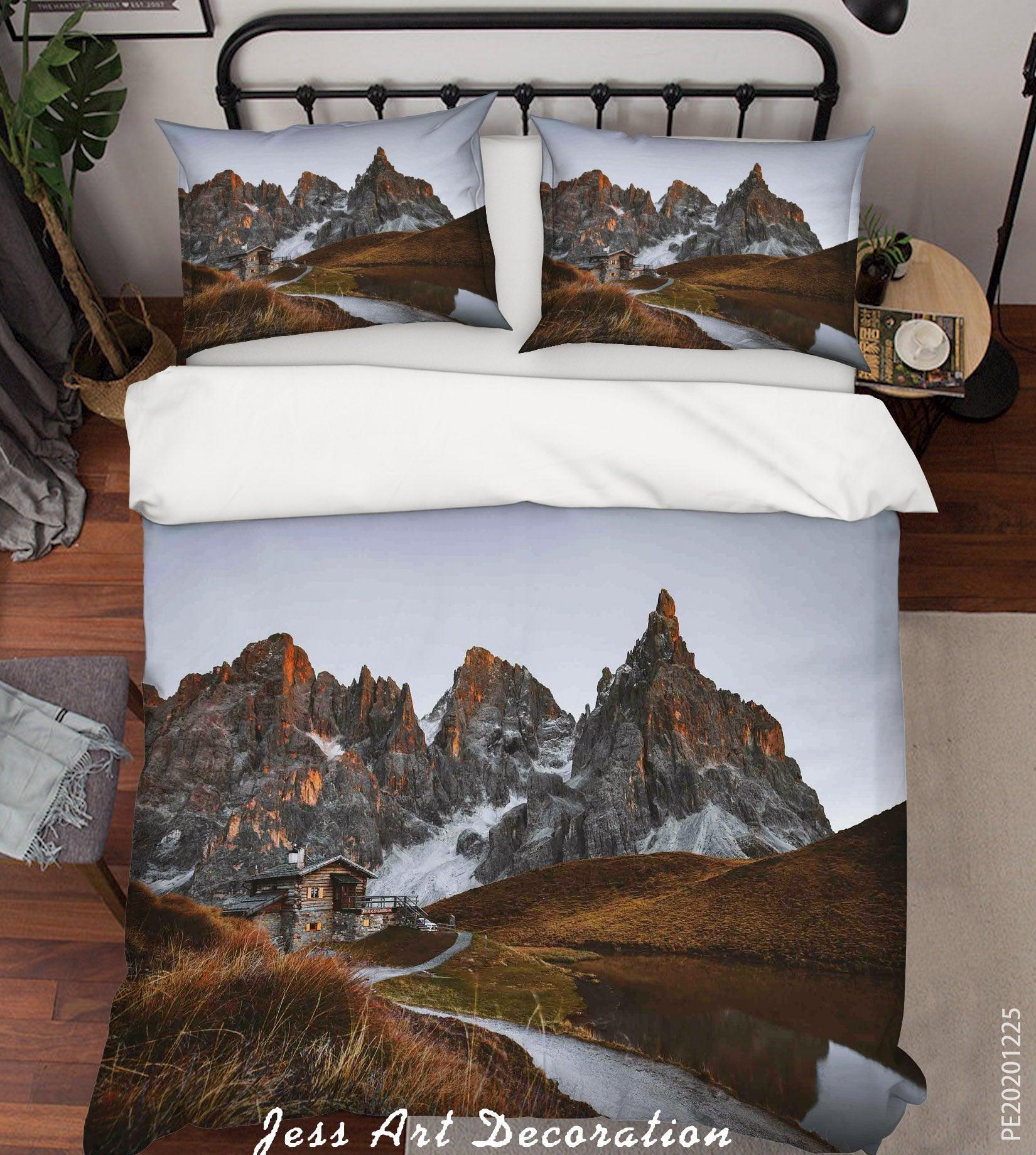 3D Sky Mountain House View Quilt Cover Set Bedding Set Duvet Cover Pillowcases 23- Jess Art Decoration
