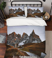 3D Sky Mountain House View Quilt Cover Set Bedding Set Duvet Cover Pillowcases 23- Jess Art Decoration