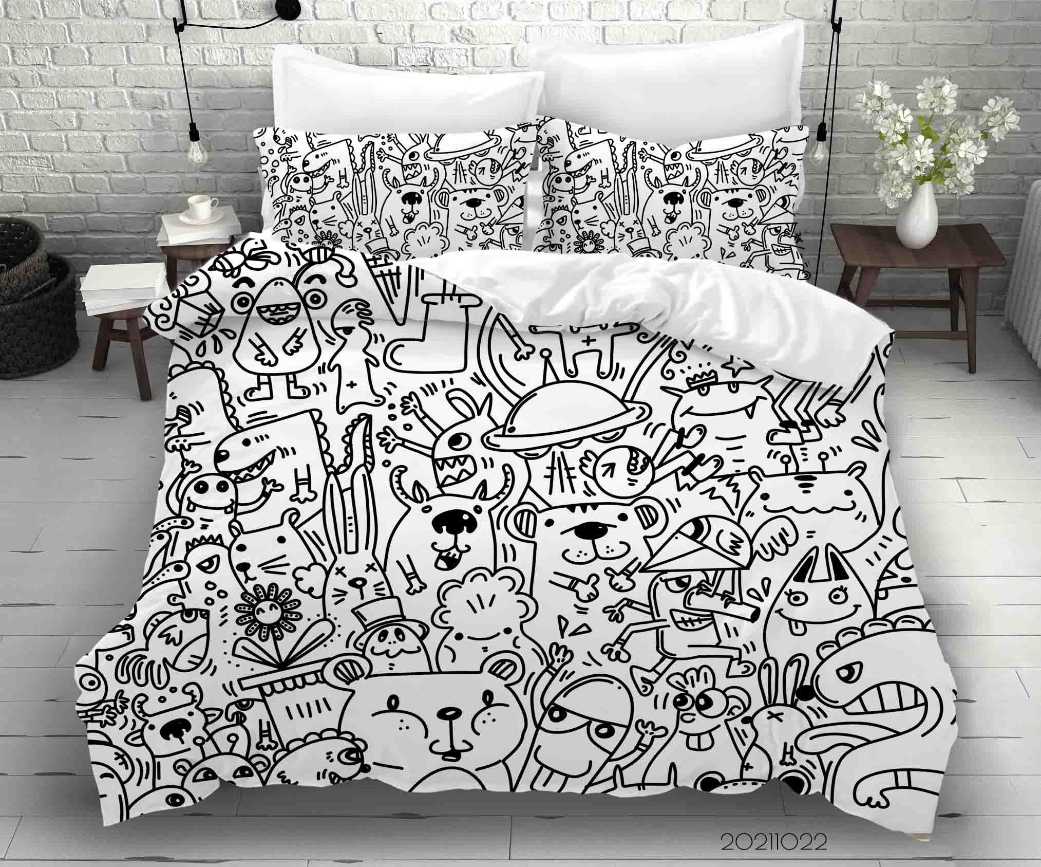 3D Abstract Monster Artistic Graffiti Quilt Cover Set Bedding Set Duvet Cover Pillowcases 42- Jess Art Decoration