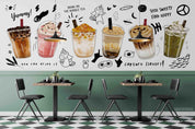 3D Milk Tea Shop Wall Mural Wallpaper LQH 160- Jess Art Decoration