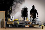 3D Cowboy Forest Road retro cowboy forest road scene wall mural wallpaper for bedroom - view 2