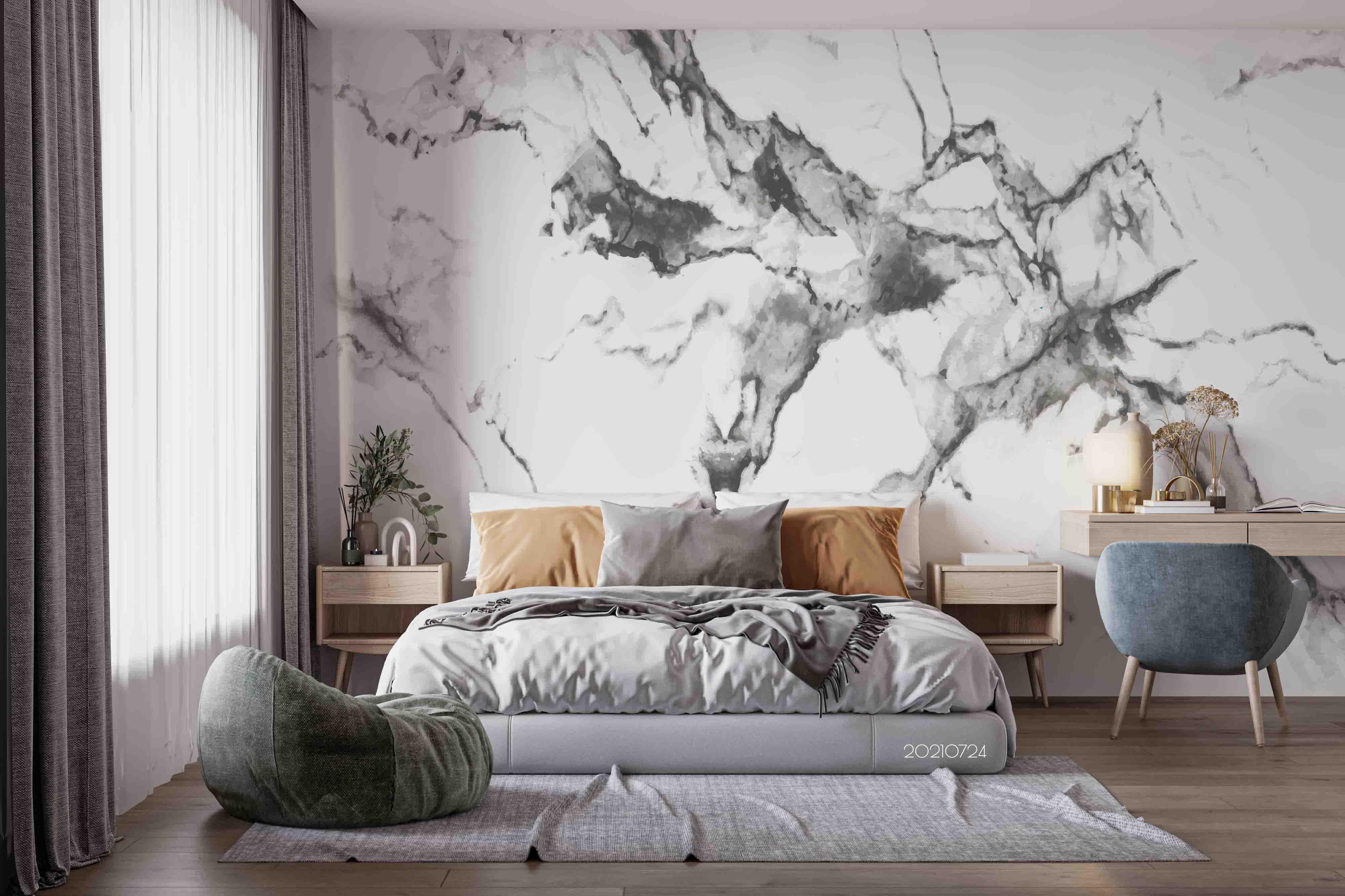 3D White Black Marble Texture Wall Mural Wallpaper SWW3671- Jess Art Decoration