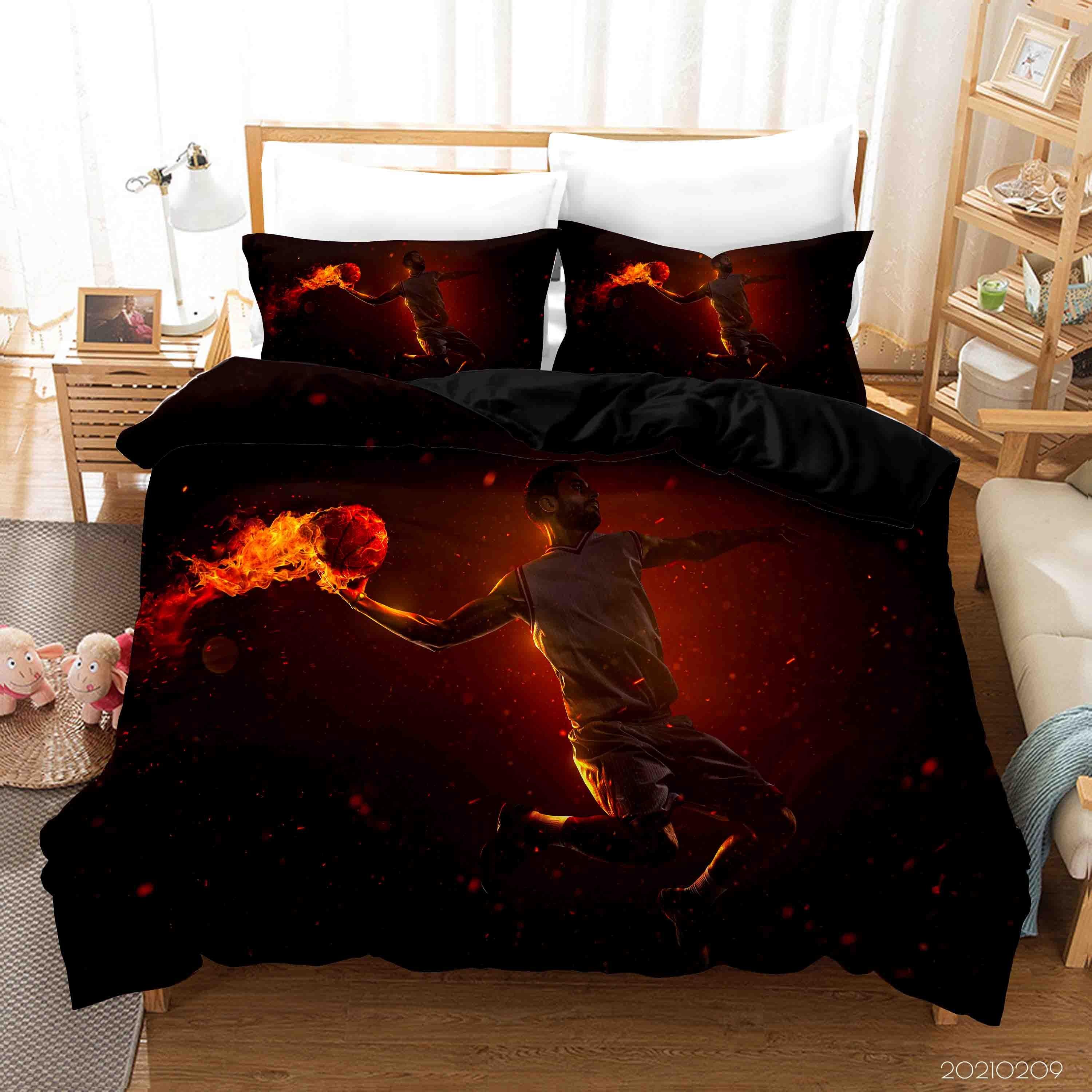 3D Sports Basketball Dunk Quilt Cover Set Bedding Set Duvet Cover Pillowcases 226- Jess Art Decoration