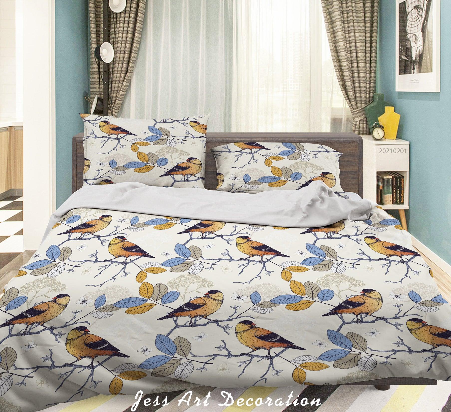 3D Hand Drawn Branch Bird Quilt Cover Set Bedding Set Duvet Cover Pillowcases 87- Jess Art Decoration