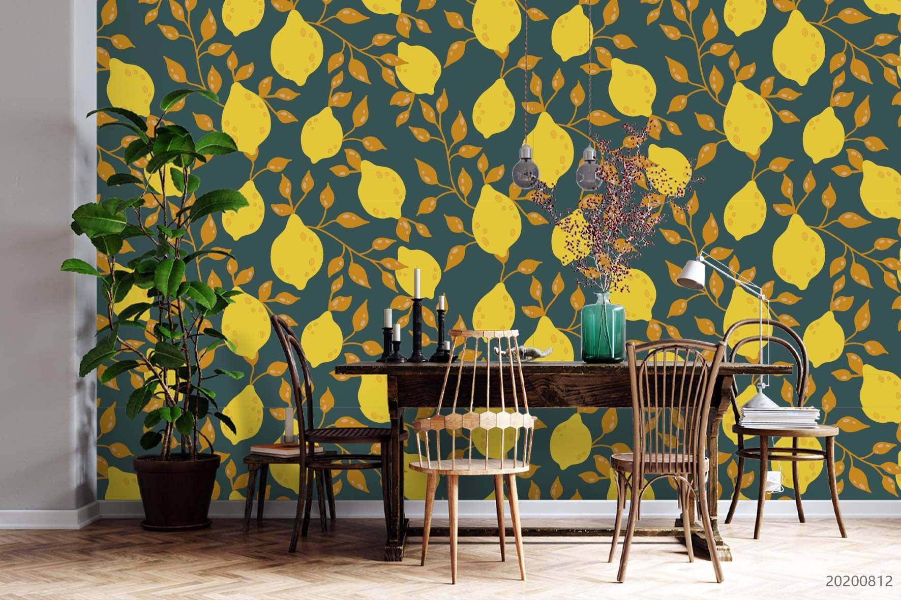 3D Hand Sketching Vintage Lemon Wall Mural Wallpaper LXL 1096- Jess Art Decoration