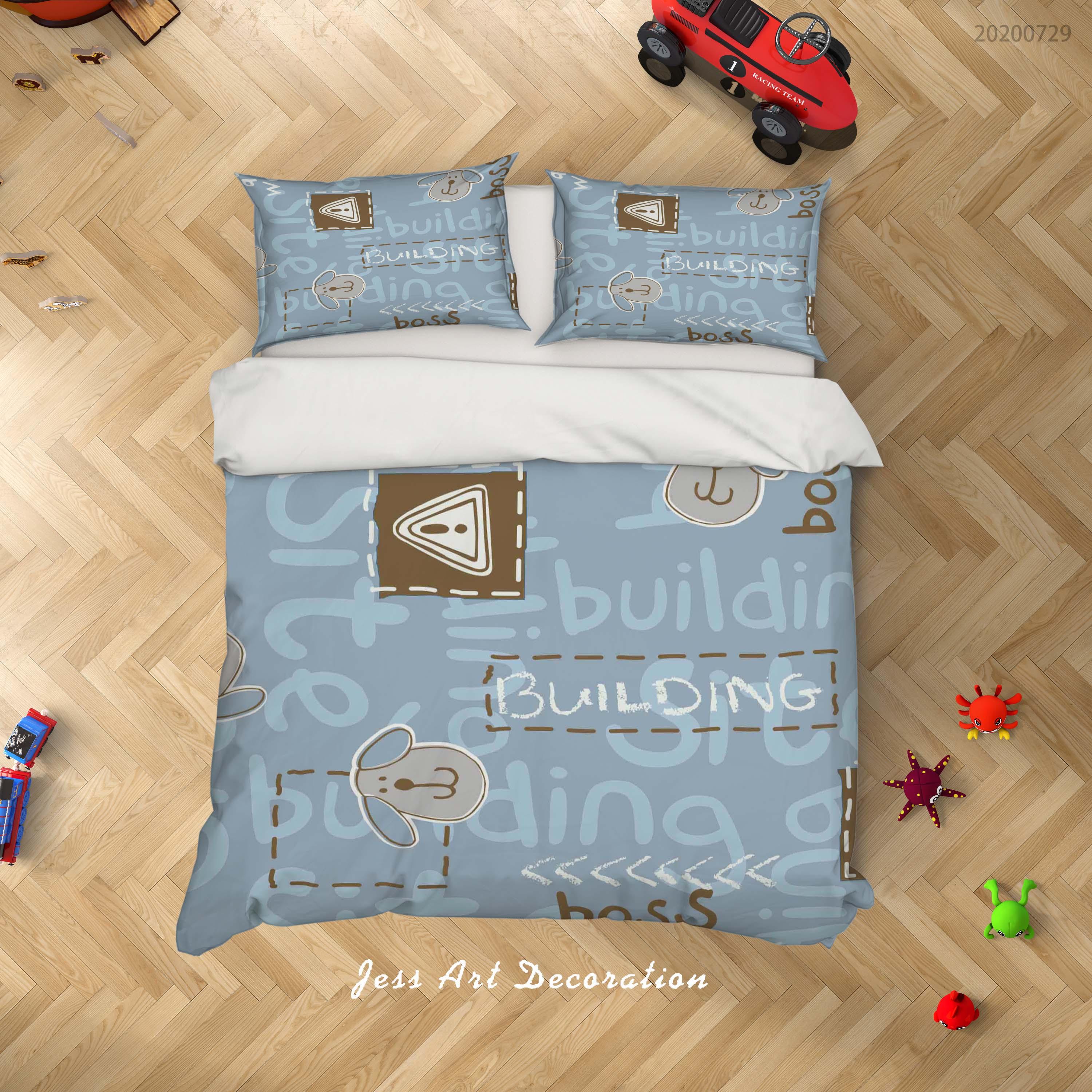 3D Blue Building Dog Quilt Cover Set Bedding Set Duvet Cover Pillowcases LXL 100- Jess Art Decoration
