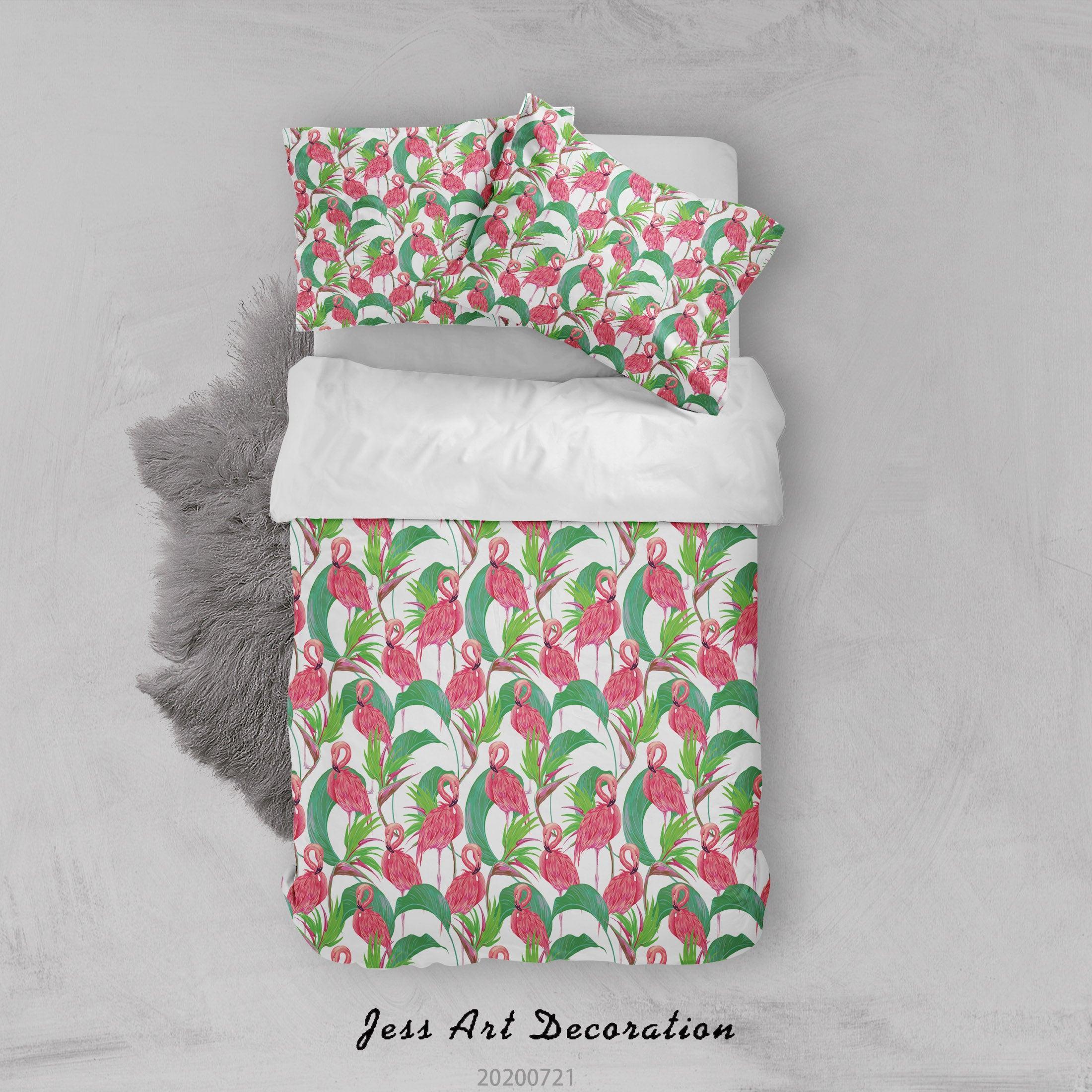 3D Flamingo Floral Leaves Pattern Quilt Cover Set Bedding Set Duvet Cover Pillowcases WJ 3744- Jess Art Decoration