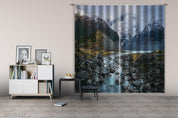 3D Snow Mountain River Stone Curtains and Drapes GD 1503- Jess Art Decoration