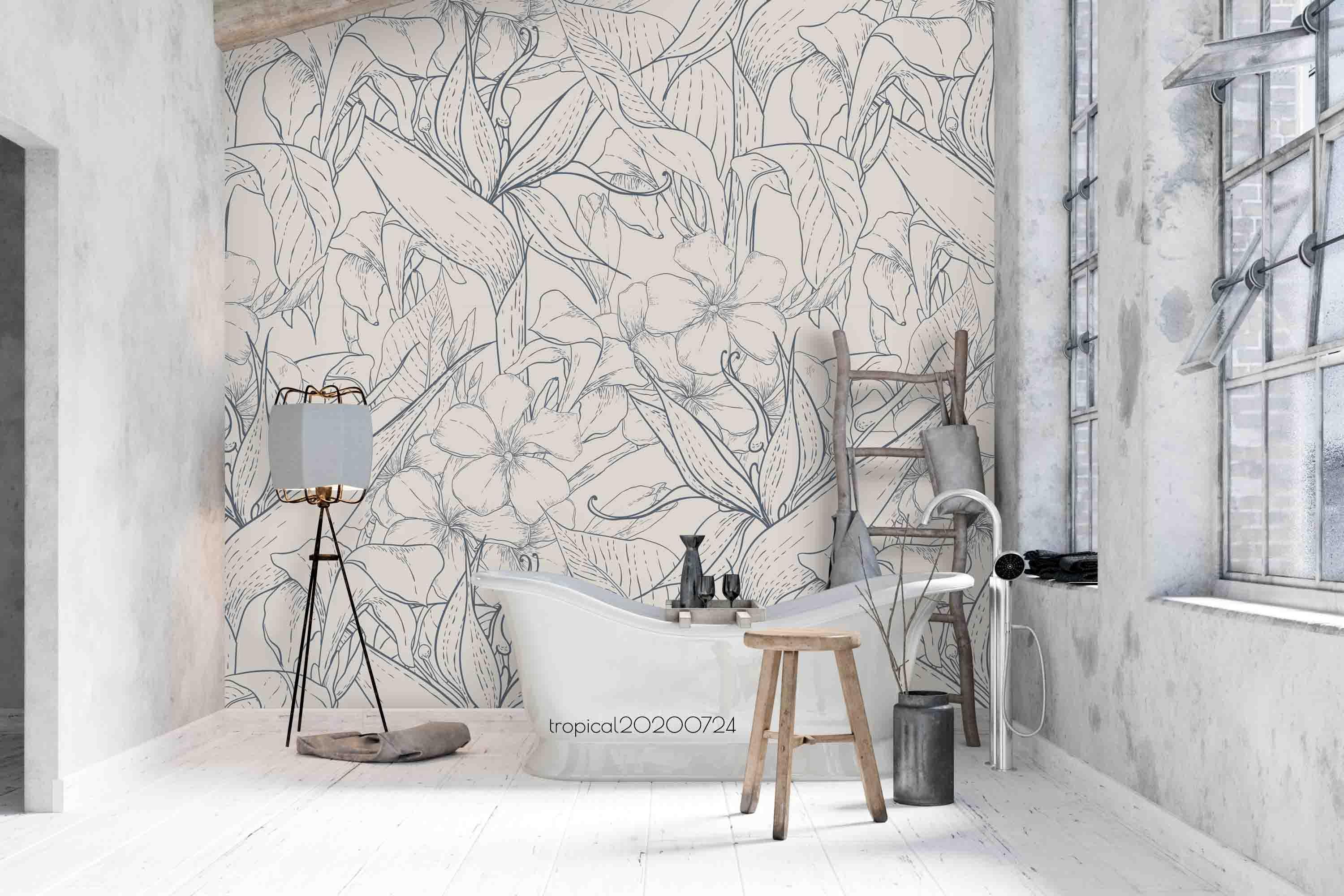 3D Hand Sketching Giant Floral Wall Mural Wallpaper LXL 526- Jess Art Decoration