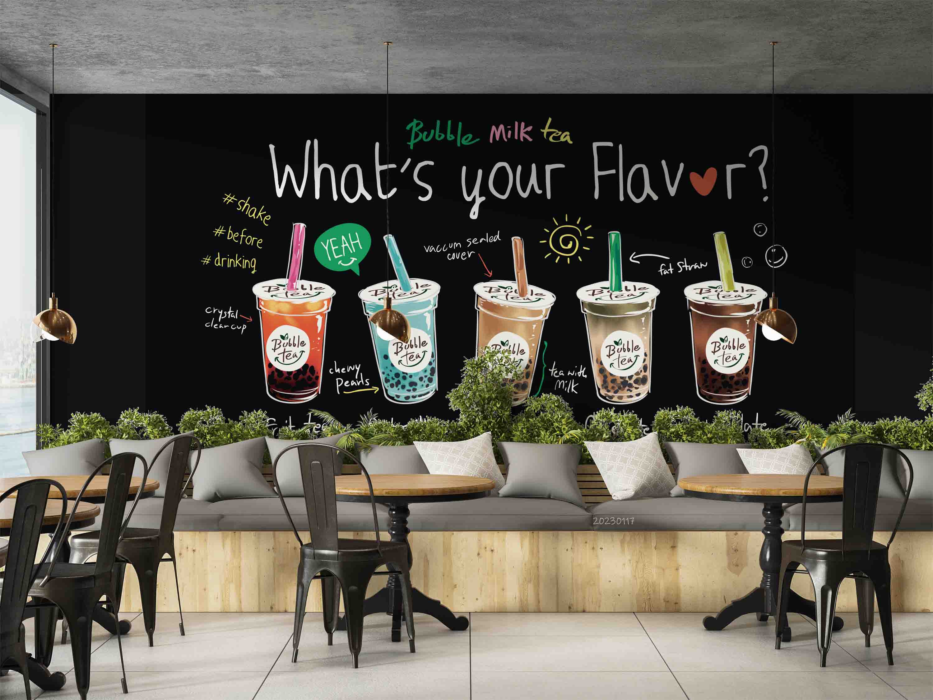 3D Bubble Tea Coffee Sippy Cup Wall Mural Wallpaper GD 1639- Jess Art Decoration