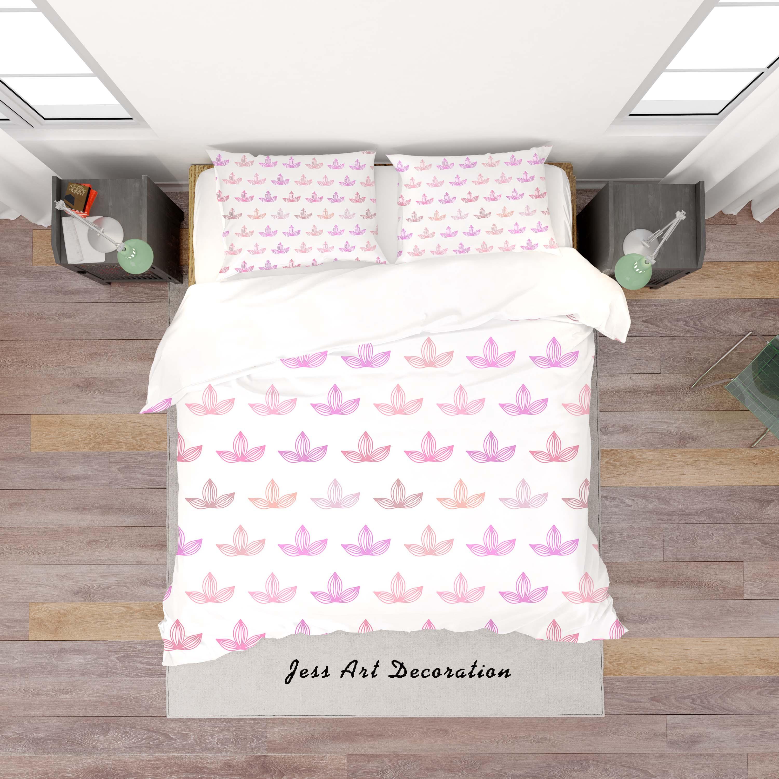 3D White Pink Floral Quilt Cover Set Bedding Set Duvet Cover Pillowcases SF19- Jess Art Decoration