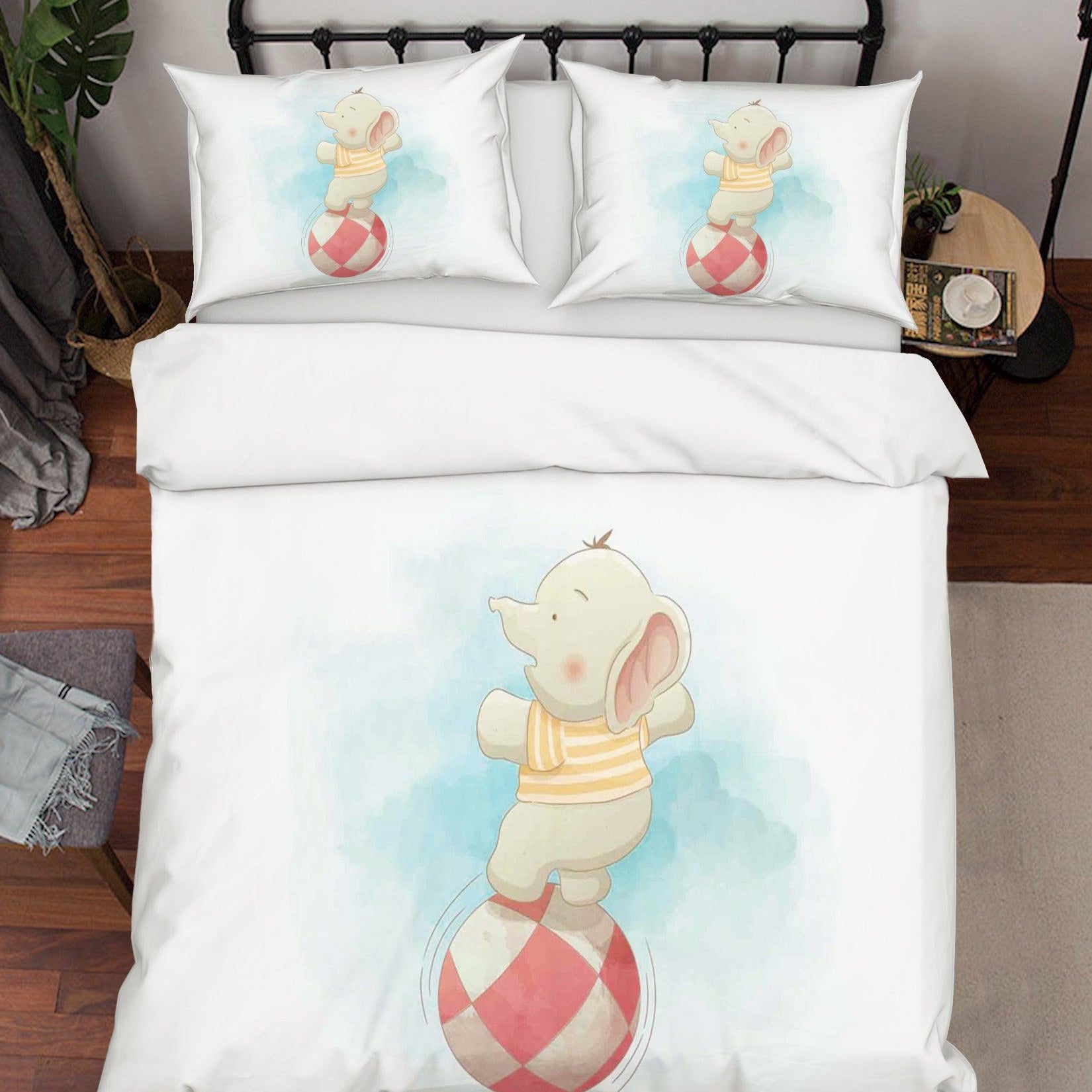 3D White Elephant Ball Quilt Cover Set Bedding Set Duvet Cover Pillowcases SF30- Jess Art Decoration