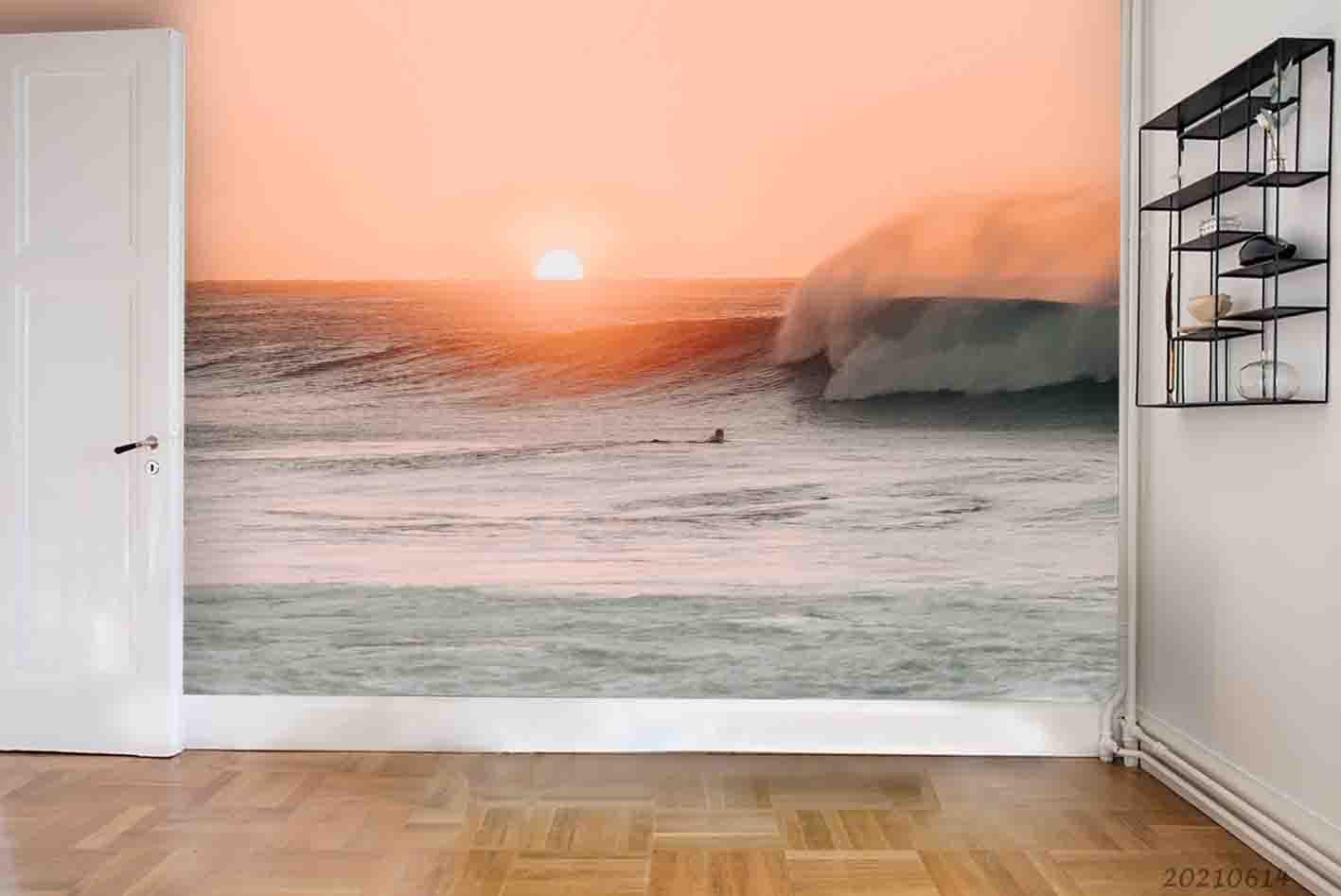 3D  Sunrise Scenery Sea Waves Wall Mural Wallpaper SWW2409- Jess Art Decoration