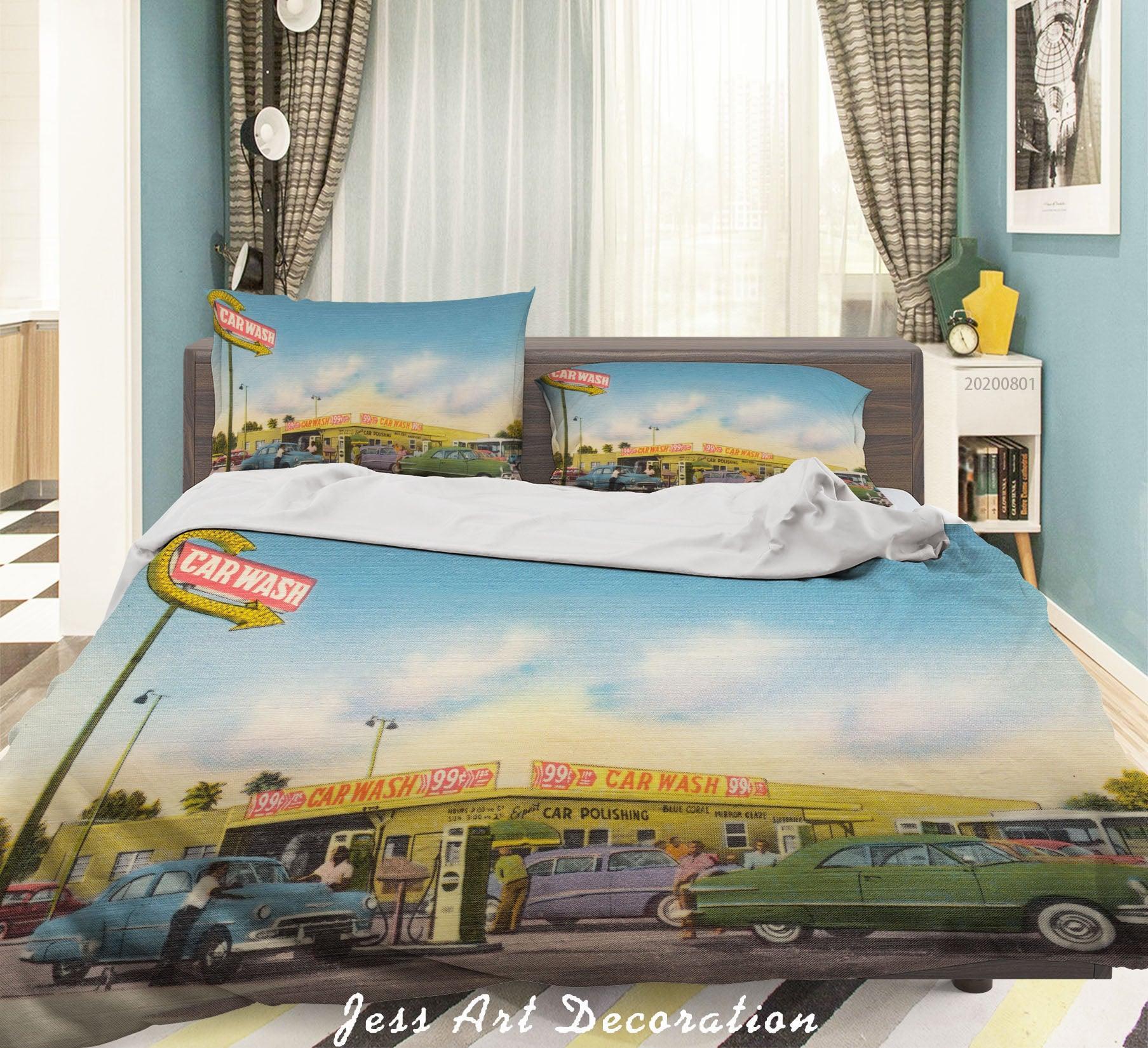 3D Cartoon Street View Car Wish Quilt Cover Set Bedding Set Duvet Cover Pillowcases LXL 205- Jess Art Decoration